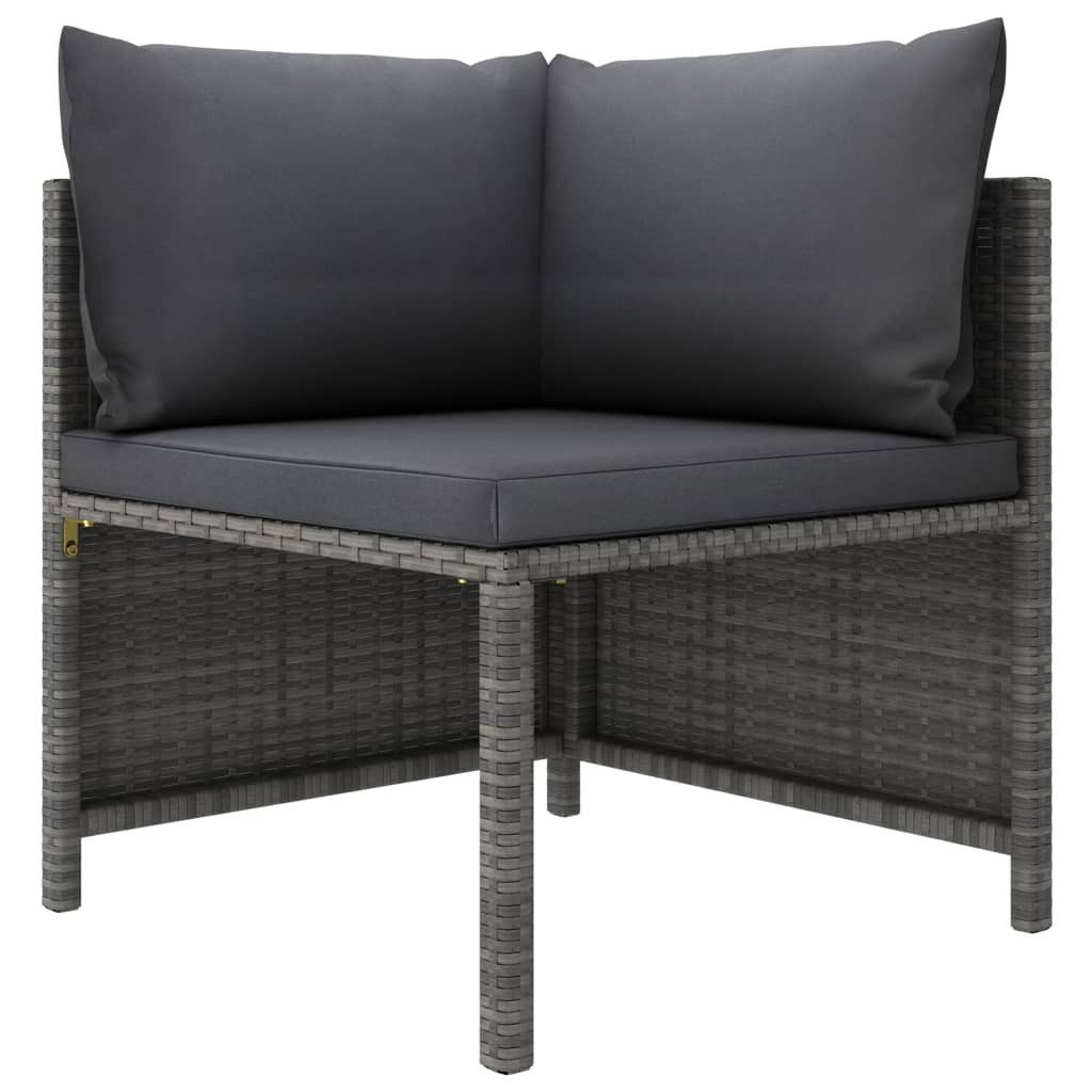 vidaXL Gartenlounge-Set, 3-tlg. Lounge Set mit Kissen Poly Rattan Grau