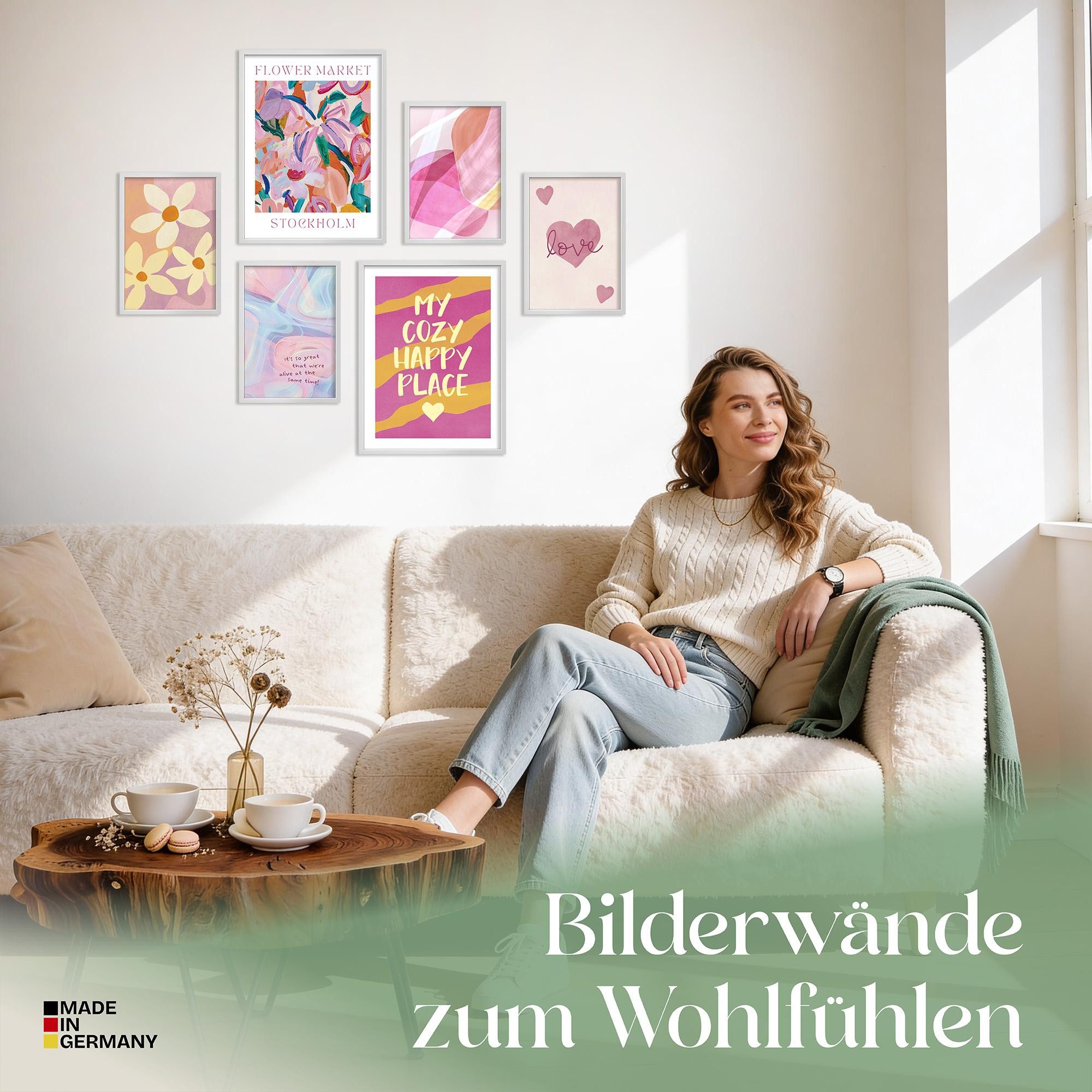 ARTFAVES Bilder-Collage Poster Set Abstract Dopamine Art I mehrteilige Bilderwand I Wandbilder, (Wandbilder modern, 6 St)