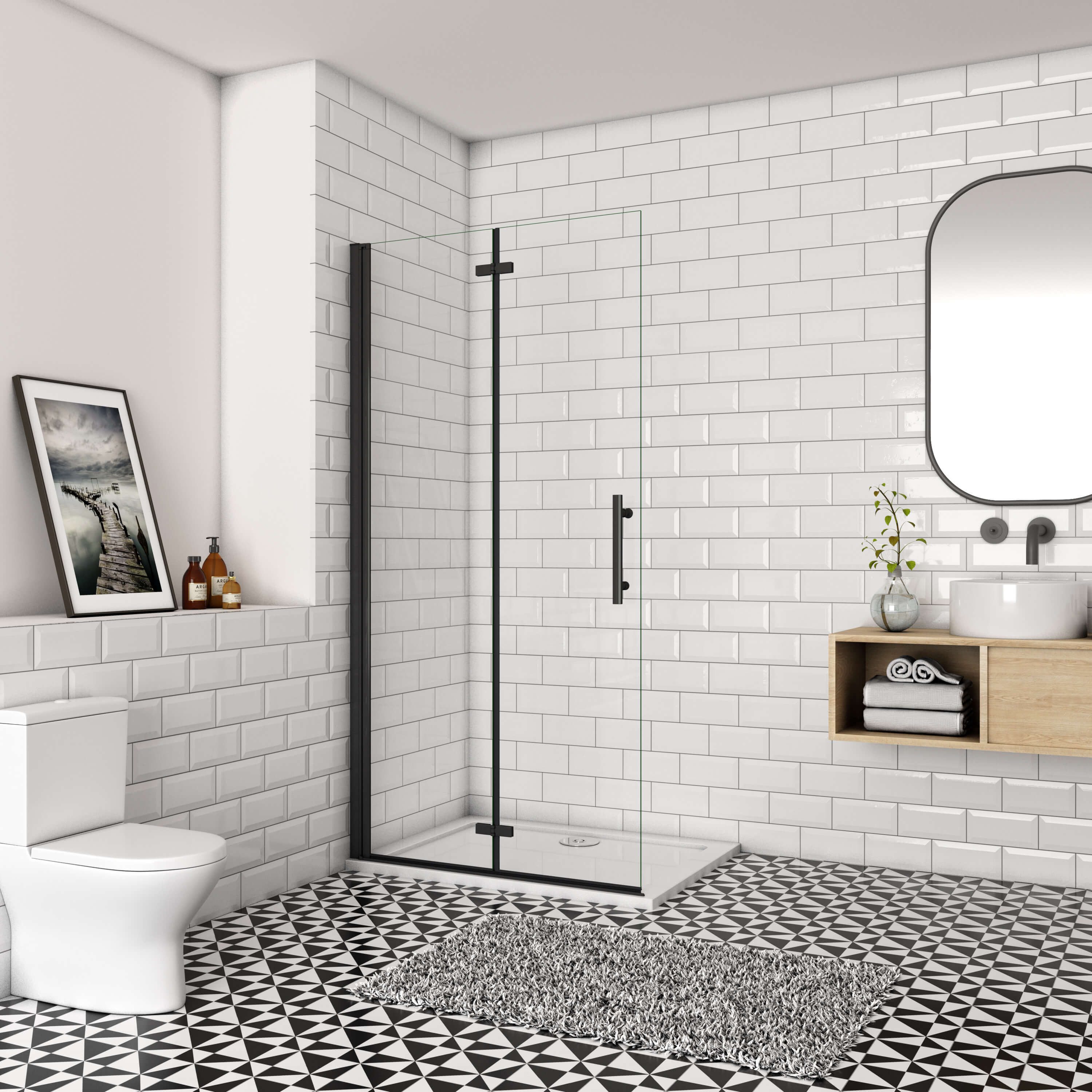 AICA Walk-in-Dusche 195cm Duschwand Duschabtrennung Falttür Scharniertür Du günstig online kaufen