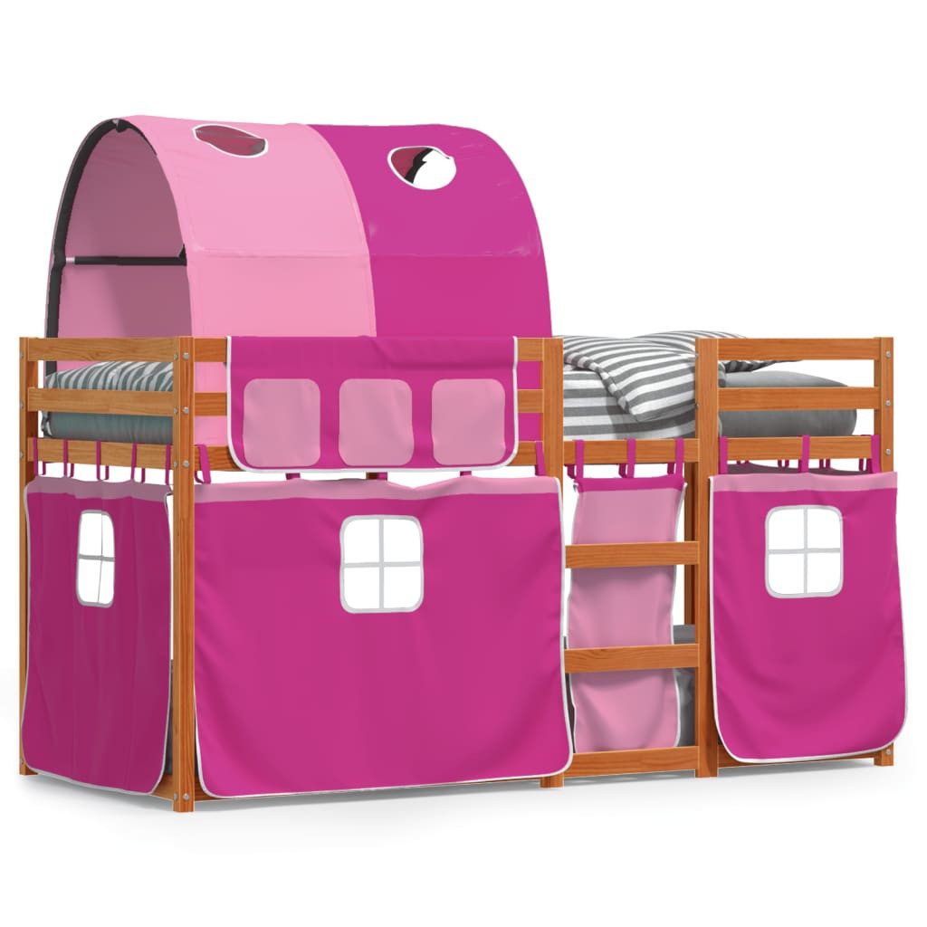 vidaXL Bett Etagenbett mit Vorhängen Rosa günstig online kaufen