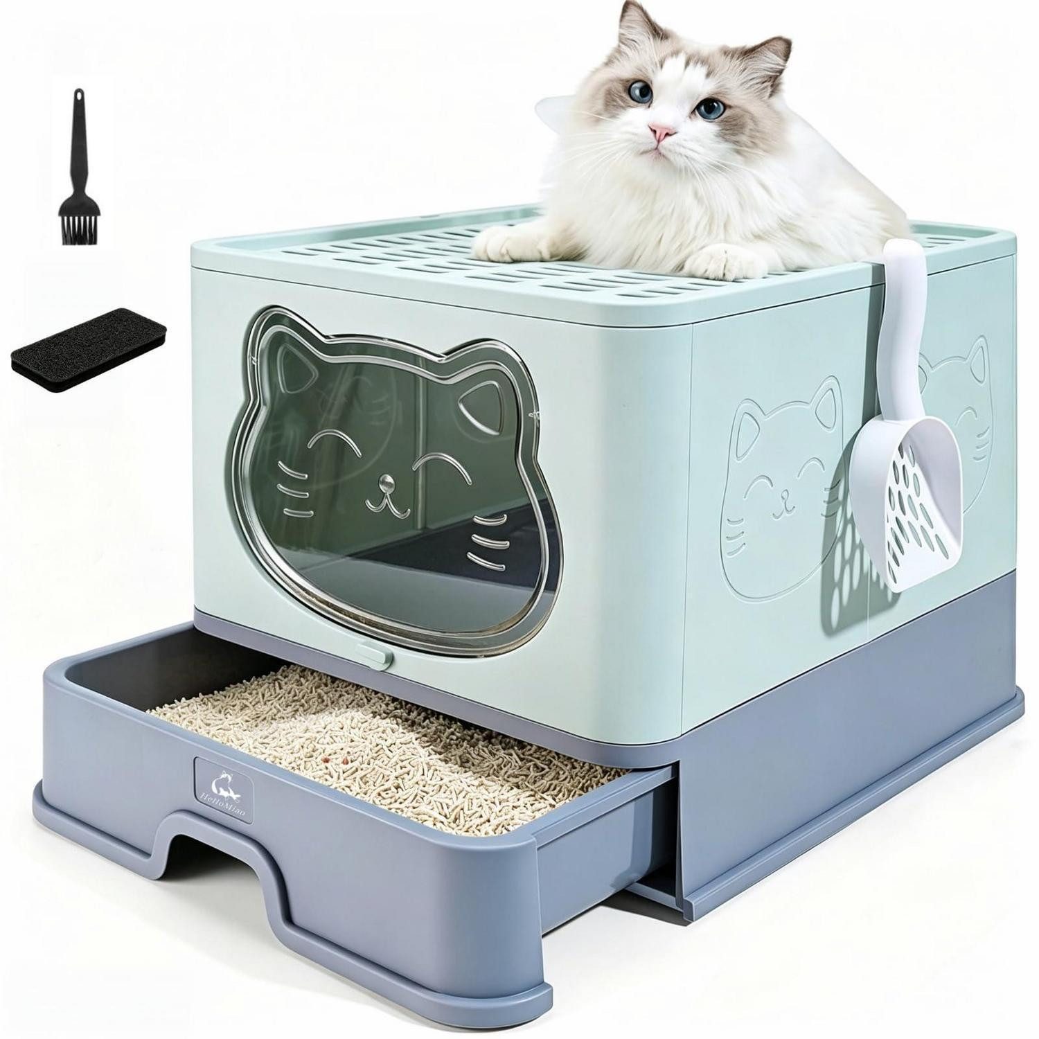 LuxusKollektion Katzentoilette Große Katzenklo Grau/blau faltbar