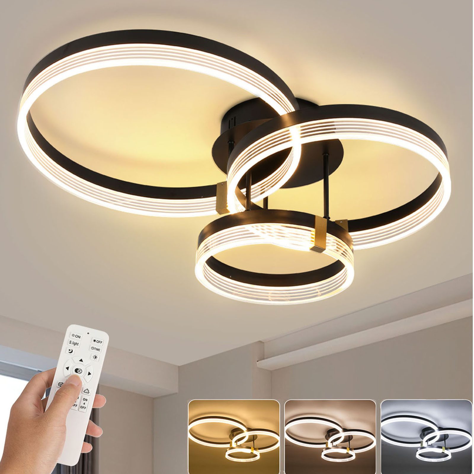 oyajia Deckenleuchte Modern Ringoptik LED Deckenlampe günstig online kaufen