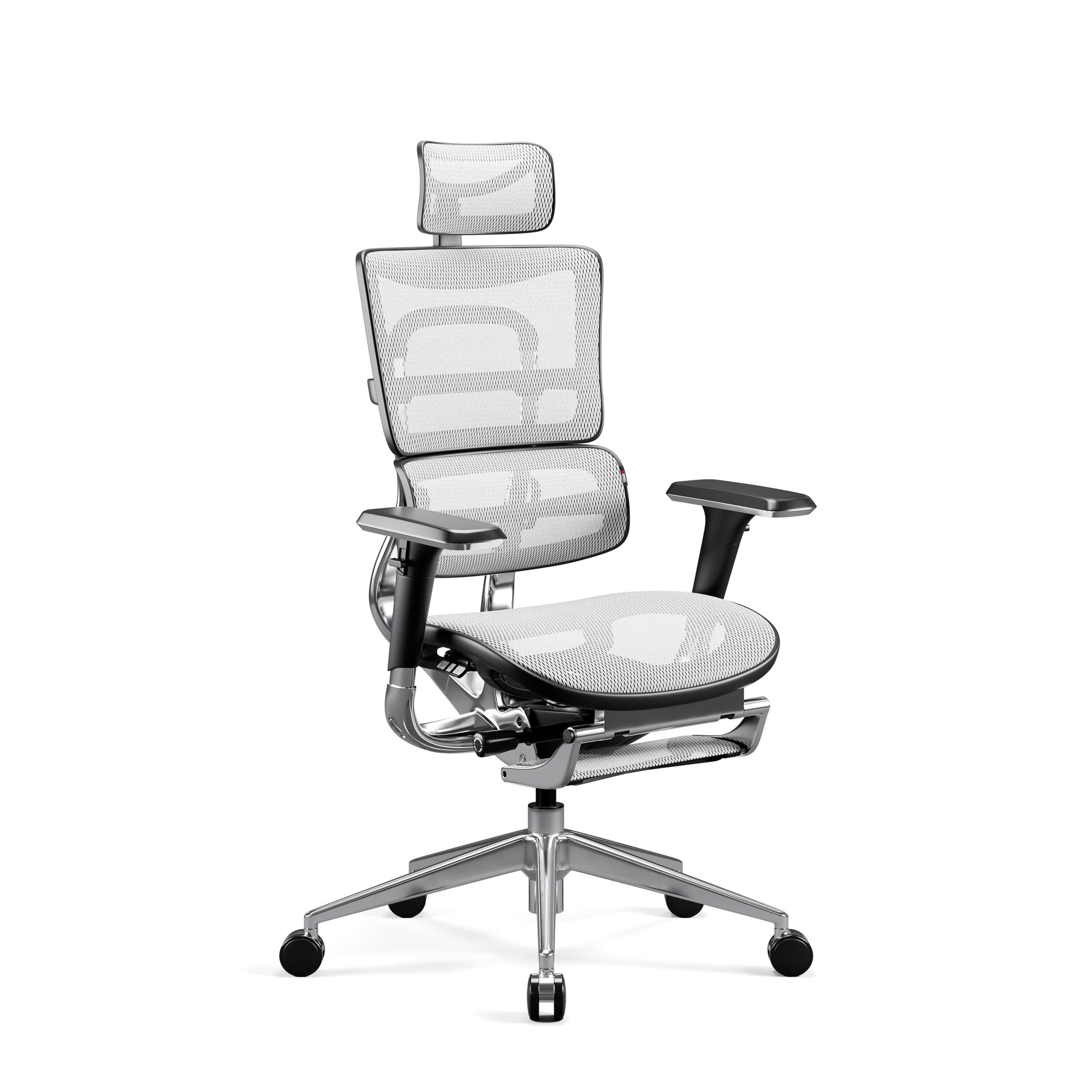 DIABLO CHAIRS Bürostuhl V-Master Netzstoff ergonomisch Metallbase 150kg Fußstütze (Beinstütze ausklappbar, Sitz verstellbar, Lendenwirbelstütze), Kopfstütze 3D-Armlehnen Lendenstütze Sitz verstellbar