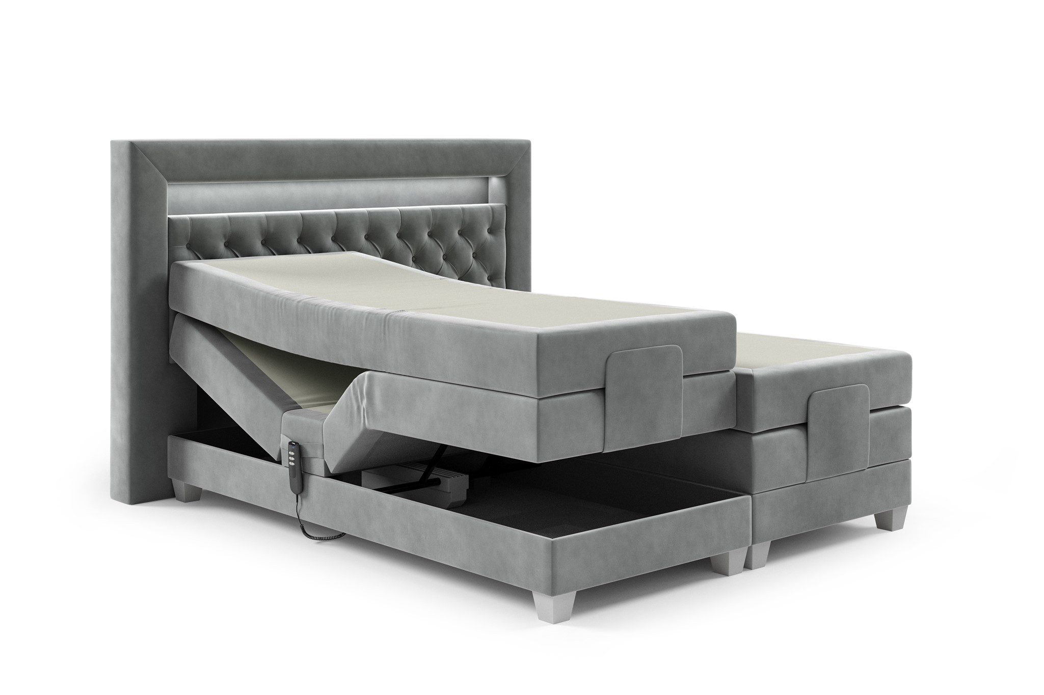 Fun Möbel Boxspringbett Schlafzimmerbett ARMANDO Elektrisch in Stoff Fresh (inkl. Kaltschaumtopper), Matratzen elektrisch verstellbar