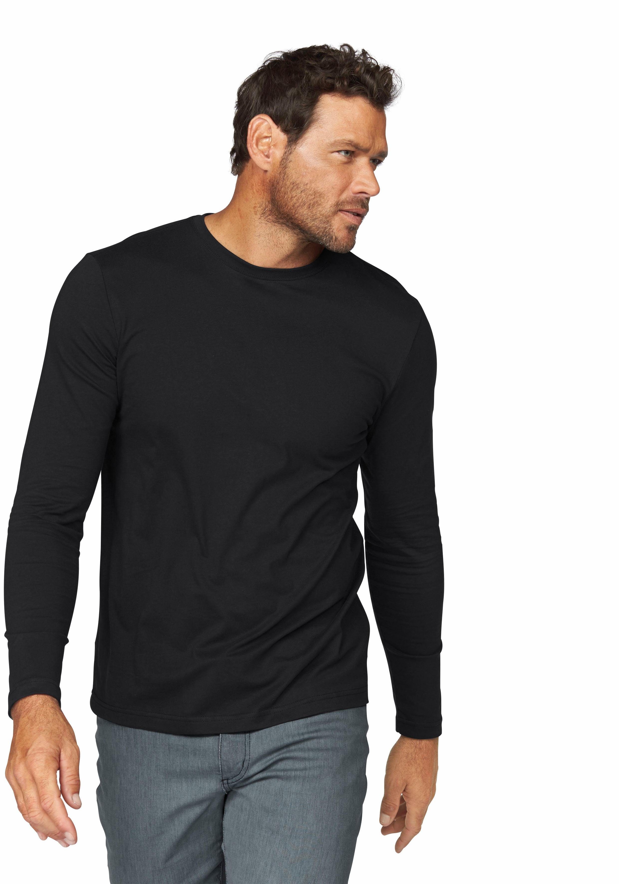 Man's World Langarmshirt neue Farbe ! (3er-Pack) Langarm, unifarben, aus Ba günstig online kaufen