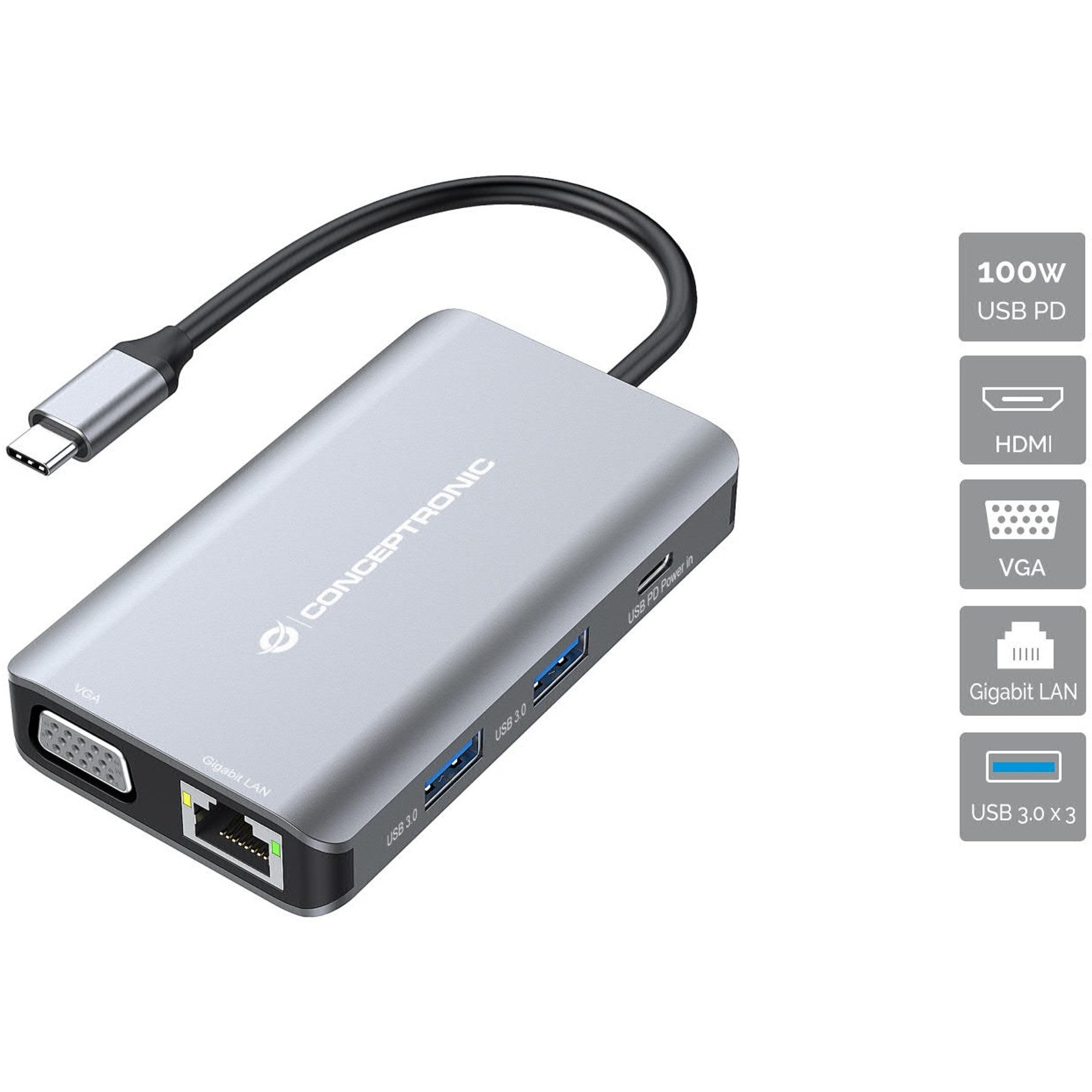 Laptop-Dockingstation CONCEPTRONIC Dockingstation DONN21G 7-in-1