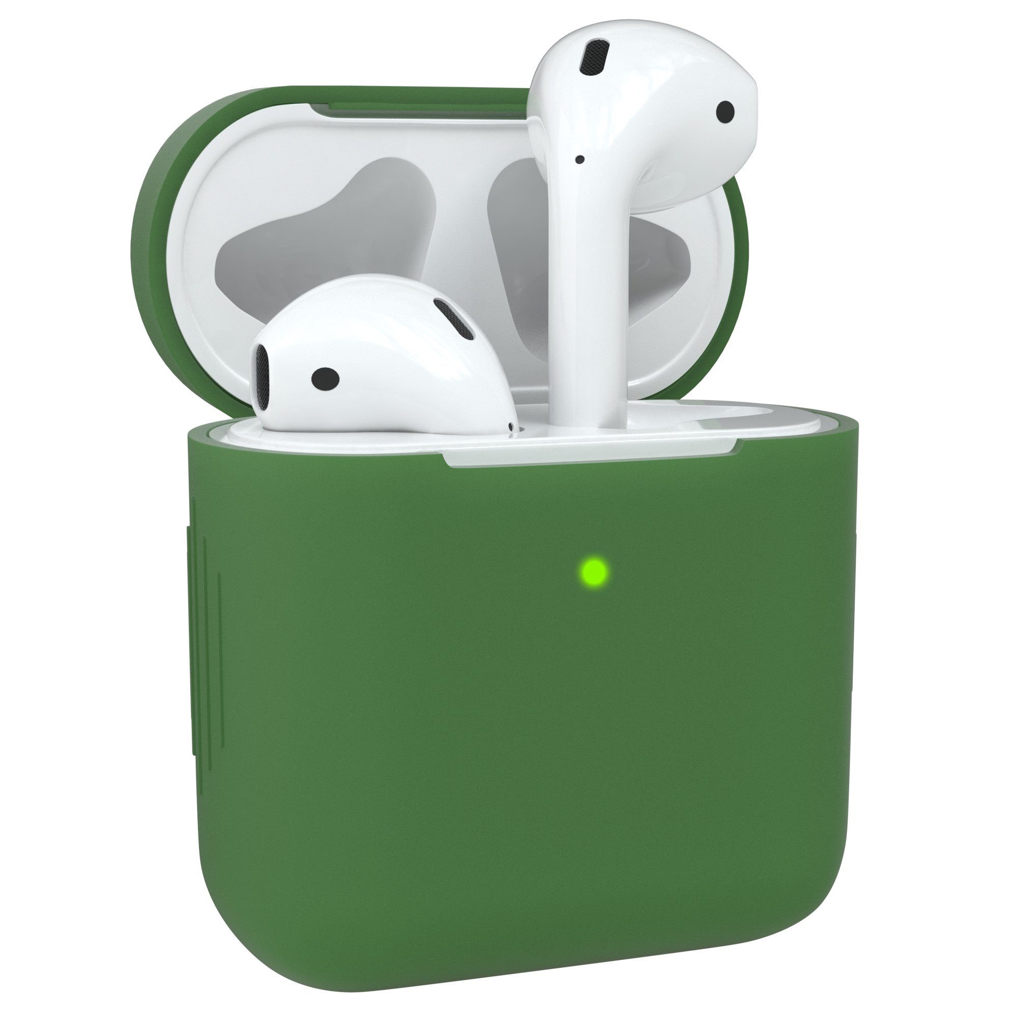 EAZY CASE Kopfhörer-Schutzhülle Silikon Hülle kompatibel mit Apple AirPods 1 & 2, Box Schutzhülle Fullcover Silikoncase Hülle Stoßfest Box Hülle Grün