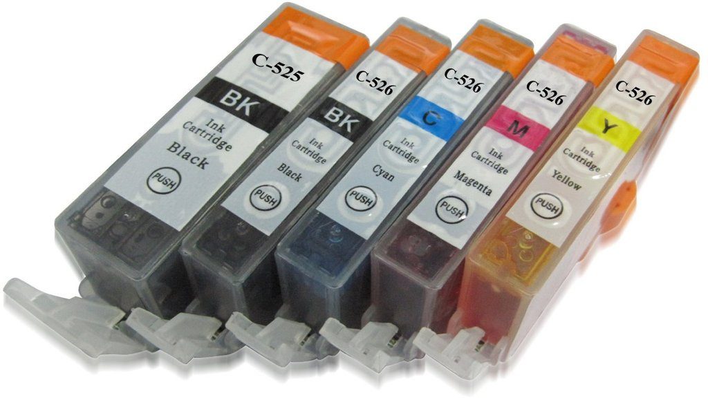 inkpro 5er Set Druckerpatronen kompatibel mit Canon PGI-525 & CLI-526, Tintenpatrone (für Pixma IP4850, IP4950, IX6550, MG5140, MG5150, MG5240, MG5250, MG5340, MG5350, MG6150, MG6250, MG8150, MG8240, MG8250, MX715, MX885, MX895, 5-tlg., je eine Patrone Black, Cyan, Magenta, Yellow, Photoblack)