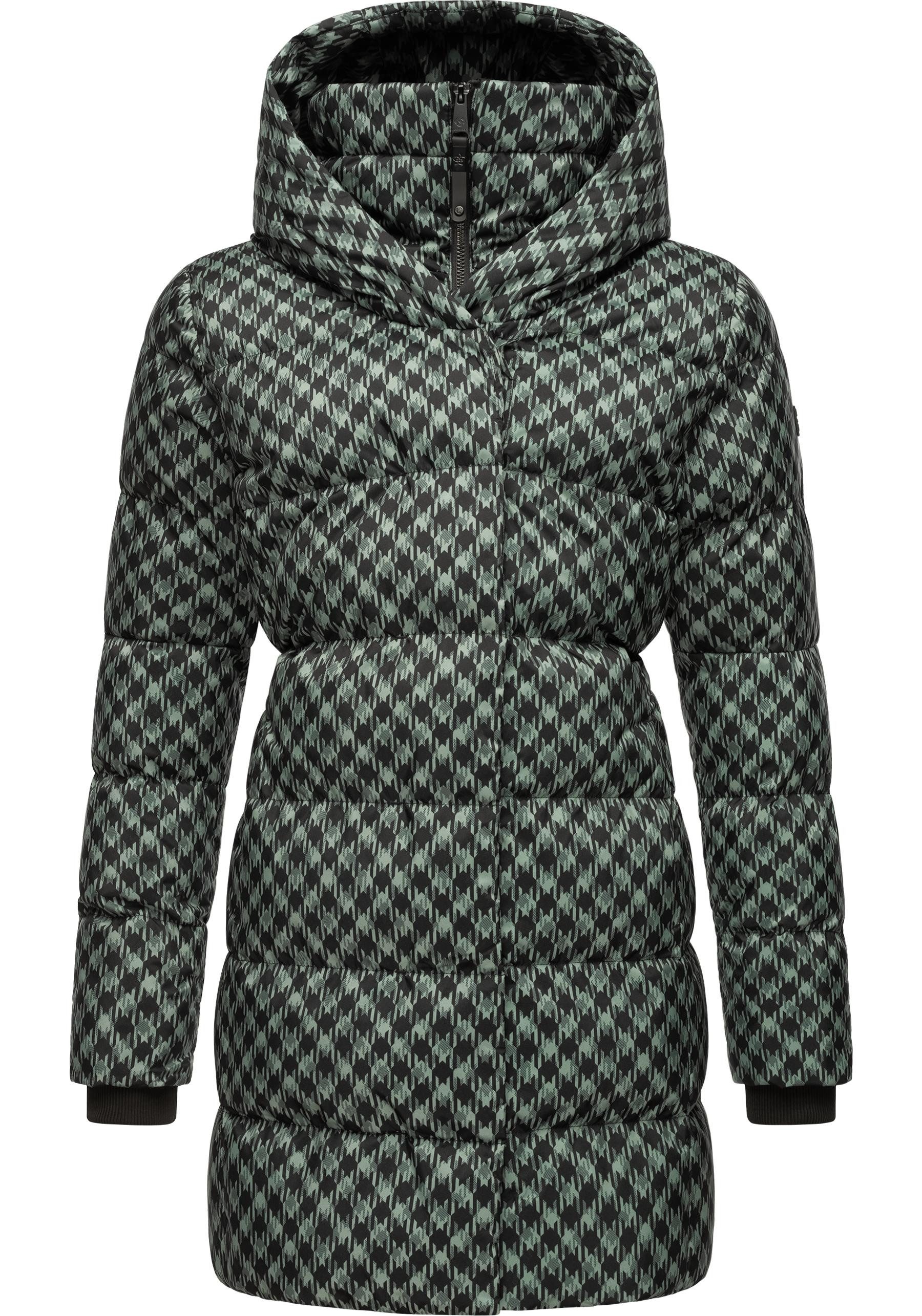 Ragwear Steppmantel Niara Print wasserdichter Mantel mit angesagtem Hahnentritt Muster