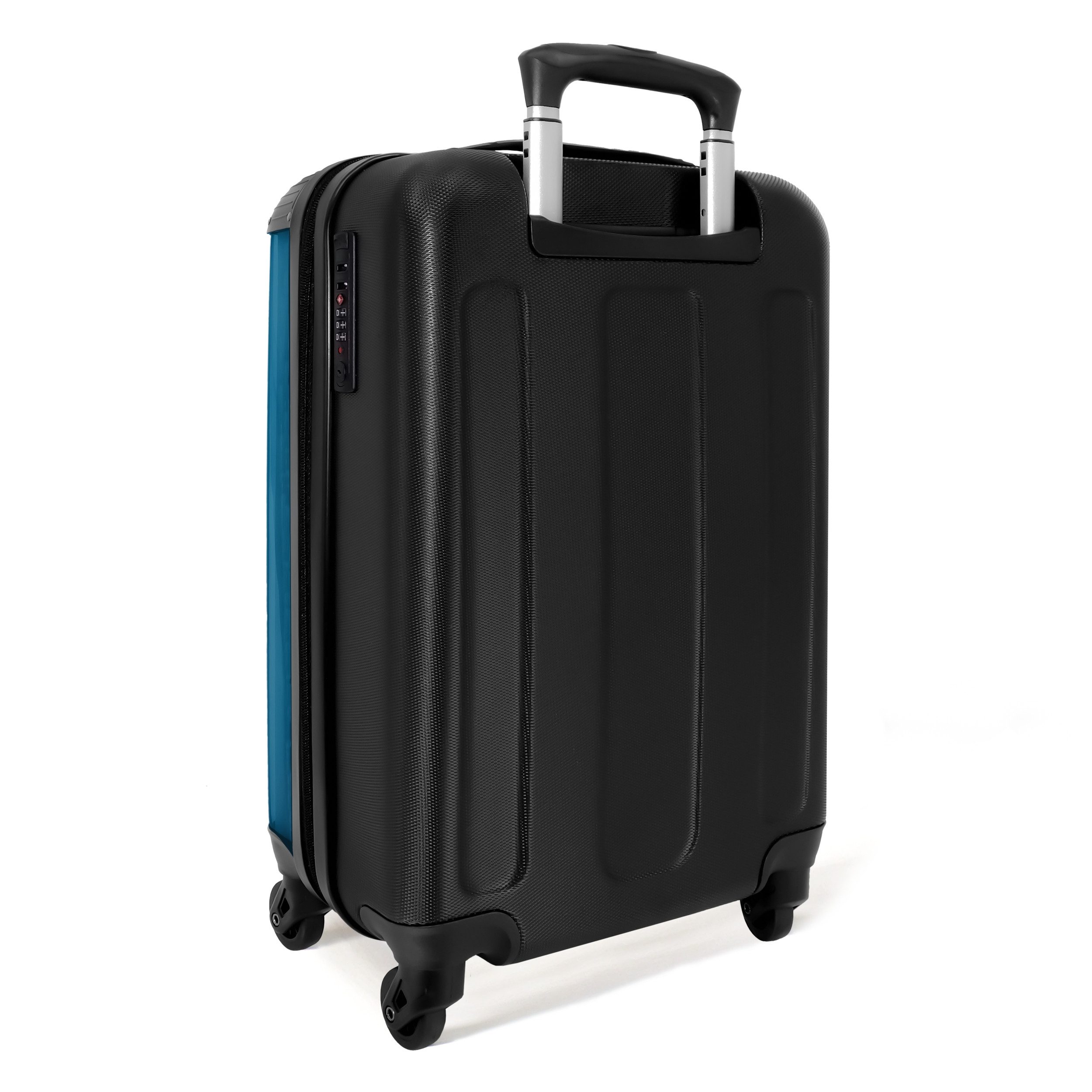 NoBoringSuitcases.com© Hartschalen-Trolley Tukan mit Kochmütze auf blauem Hintergrund 55x35x20cm, Reisetasche mit Rollen, Koffer Handgepäck Flugzeug