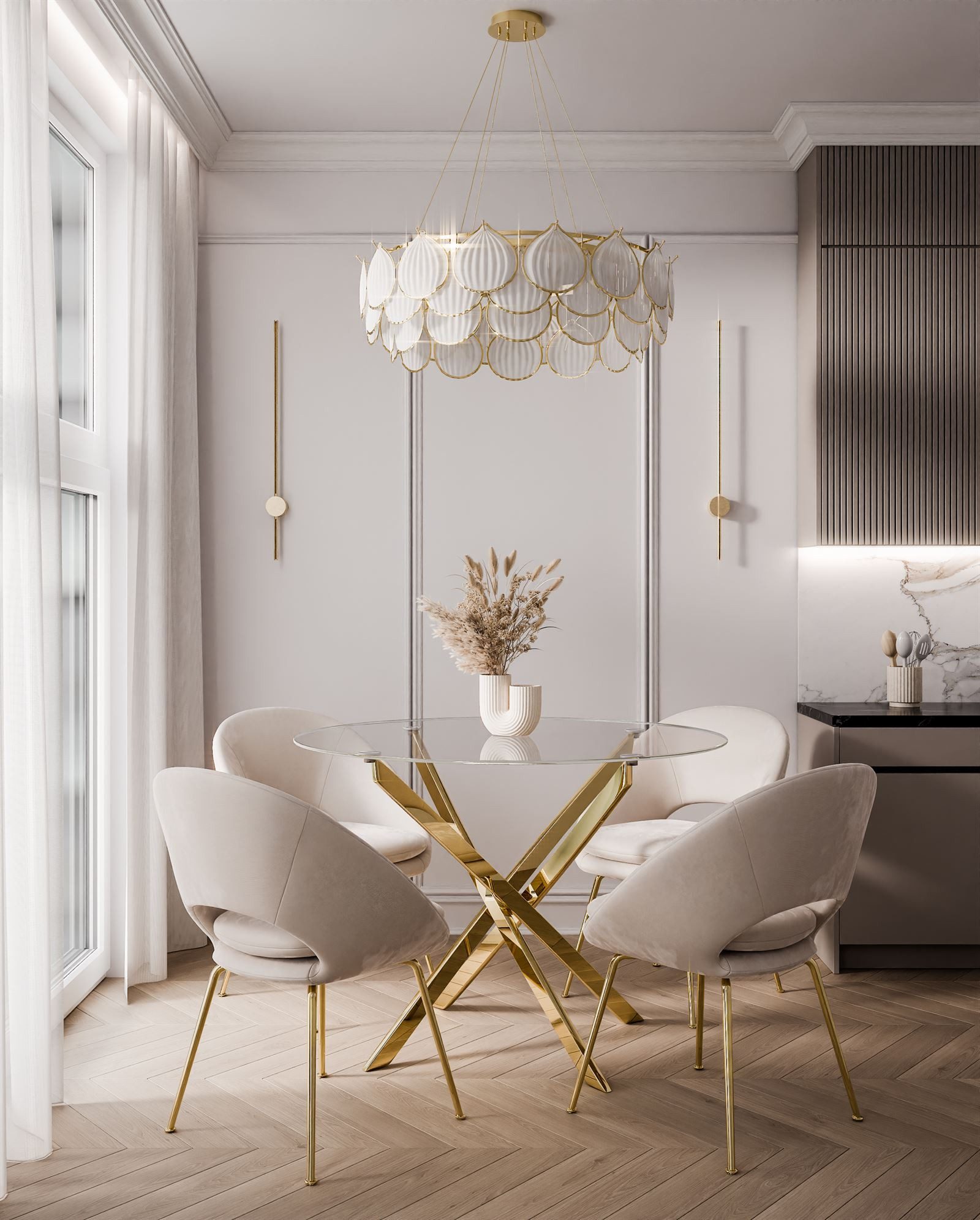 Lookway Esstisch BEIRA runde Platte, 90 cm aus Glas ohne Stühle (1 Tisch), günstig online kaufen