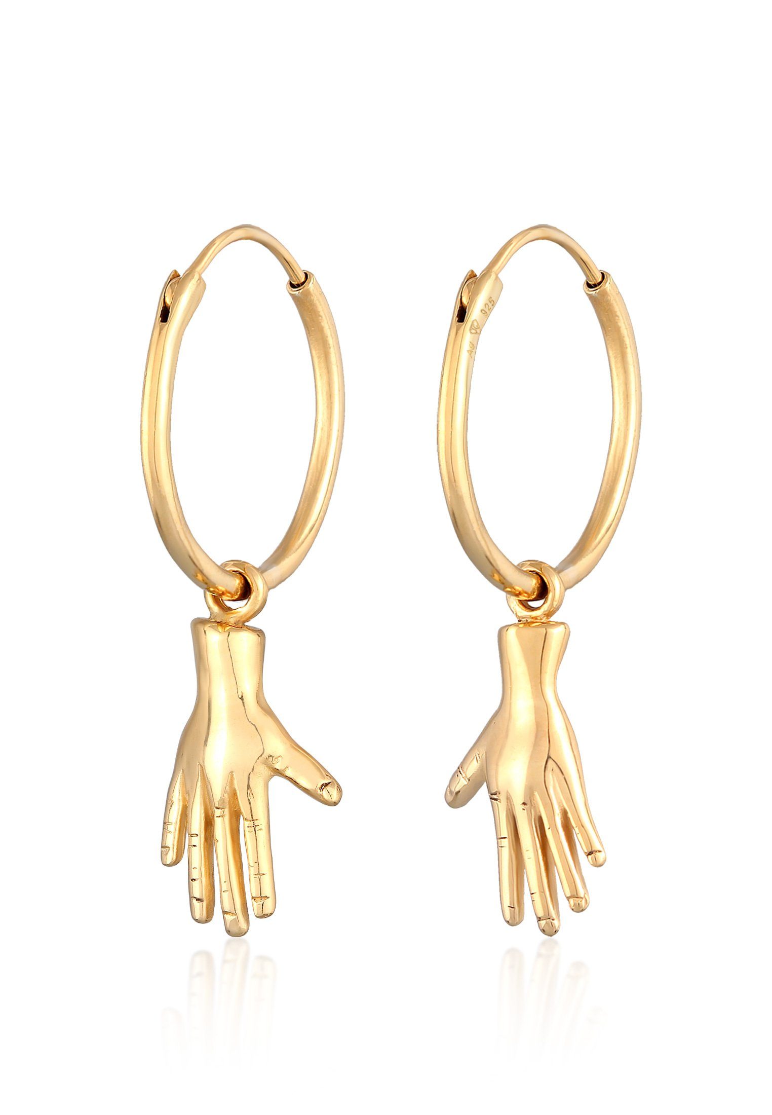 Silber Creolen Creolen Paar Gold Elli Symbol Hand 925