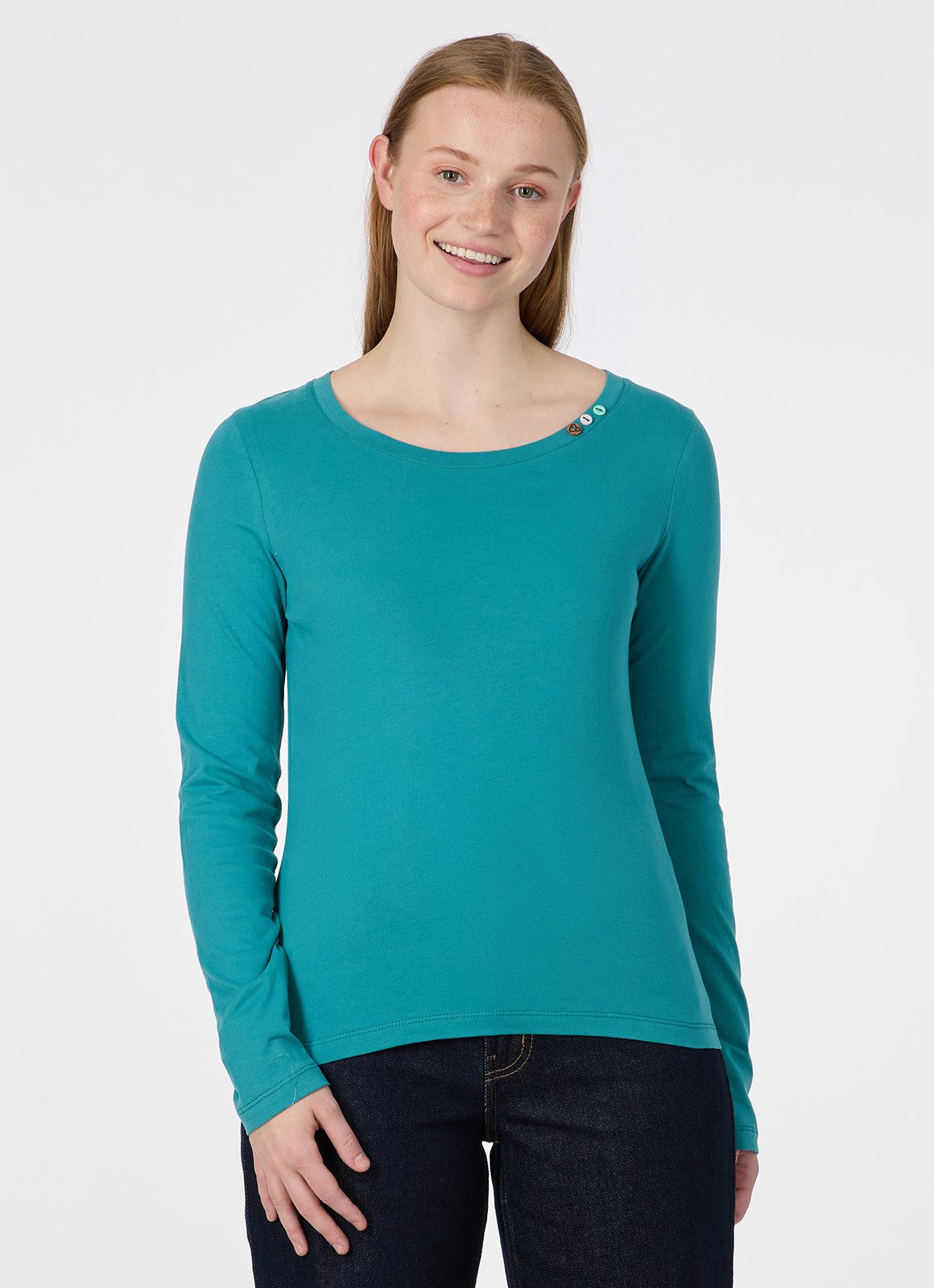 Ragwear Langarmshirt FLLORAH LONG GOTS Bestseller aus Single Jersey mit softem Finish und Knöpfen