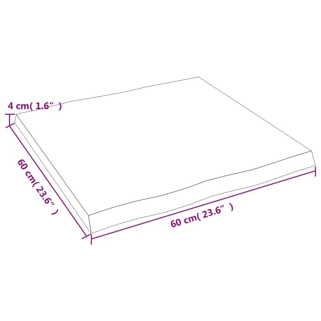 Baumkante Behandelt 60x60x(2-4) cm Tischplatte St) furnicato Massivholz (1