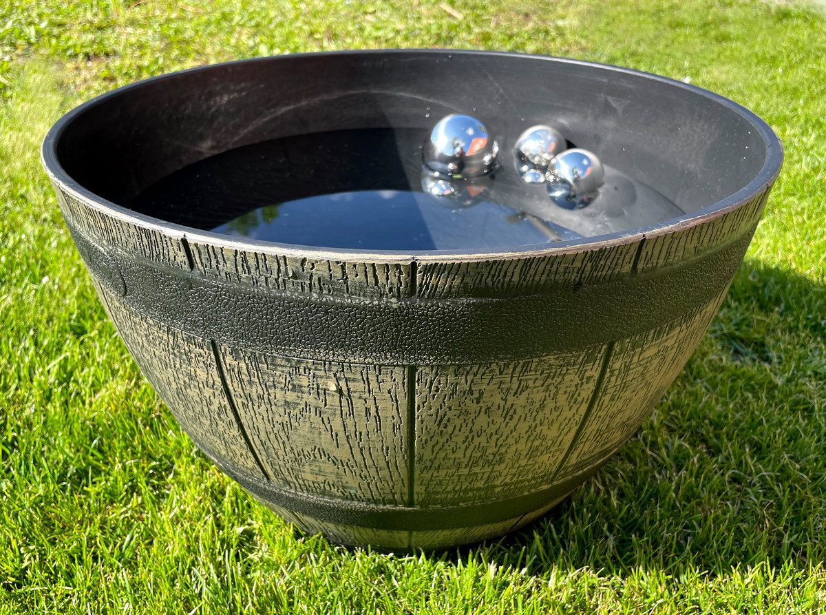 LB H&F Lilienburg Prefabricated Pond Mini Pond Tub Barrel Round Waterproof 40cm Sturdy Plastic 40 Liters, 40.00 l, (pond tub balcony pond nostalgic retro balcony terrace insect water pond vessel pond bowl tub, aquatic plants decorative pond garden tub decorative bowl vat trough), Waterproof, Weatherproof, Frost-resistant
