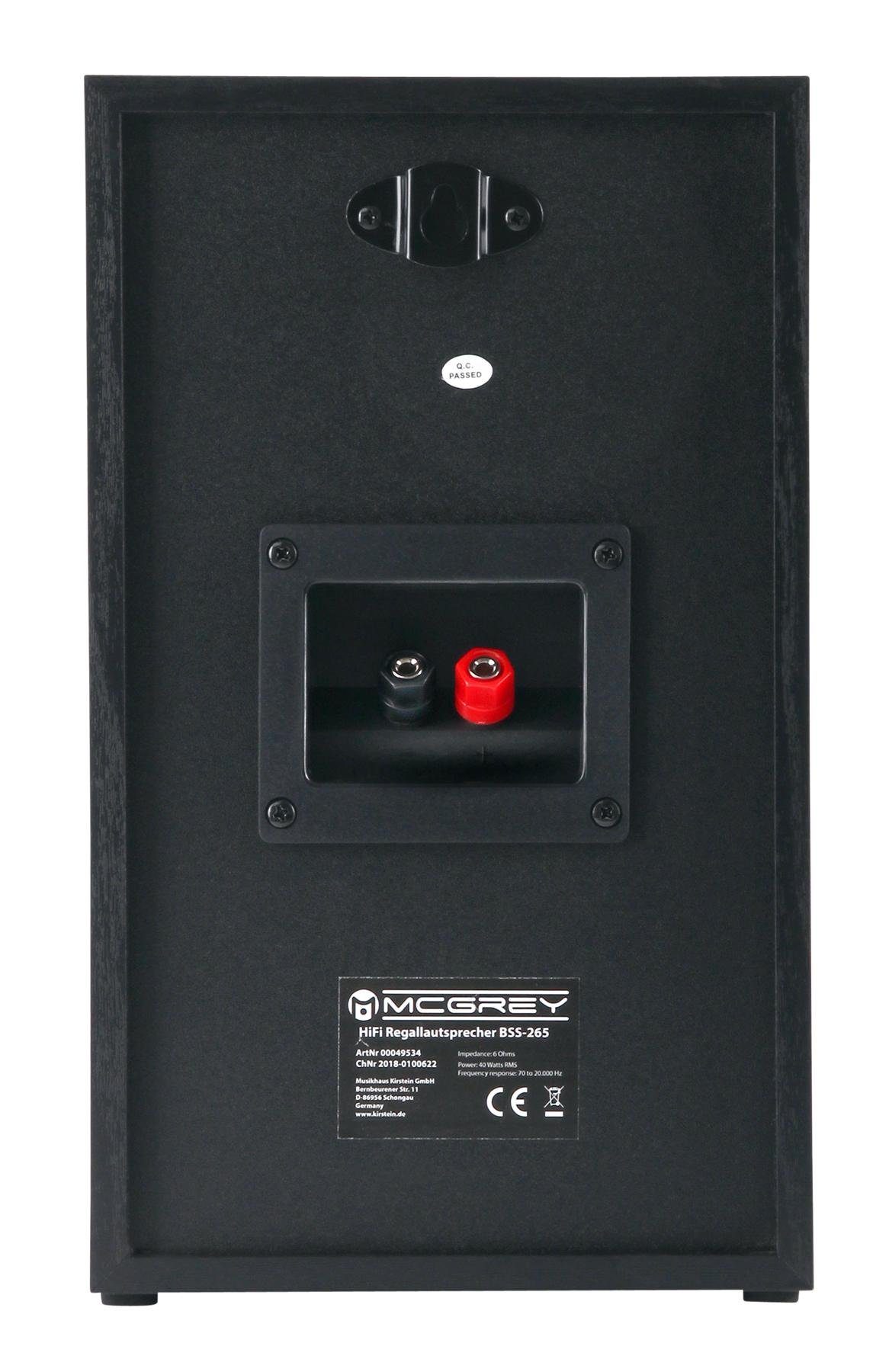 McGrey BSS-265 6,5" HiFi Lautsprecher - 2-Wege-System Regal-Lautsprecher (80 W, HiFi-Boxen auch als Wandlautsprecher)