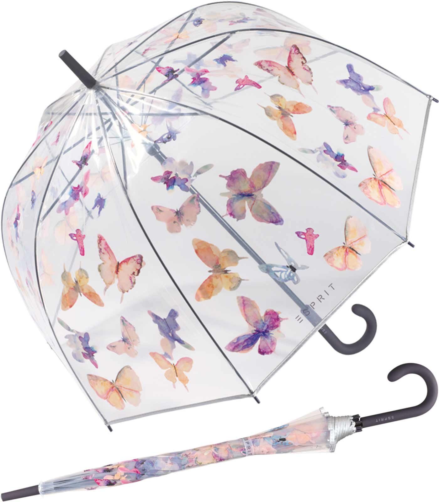 Esprit Stockregenschirm Glockenschirm mit Automatik transparent Butterfly D günstig online kaufen