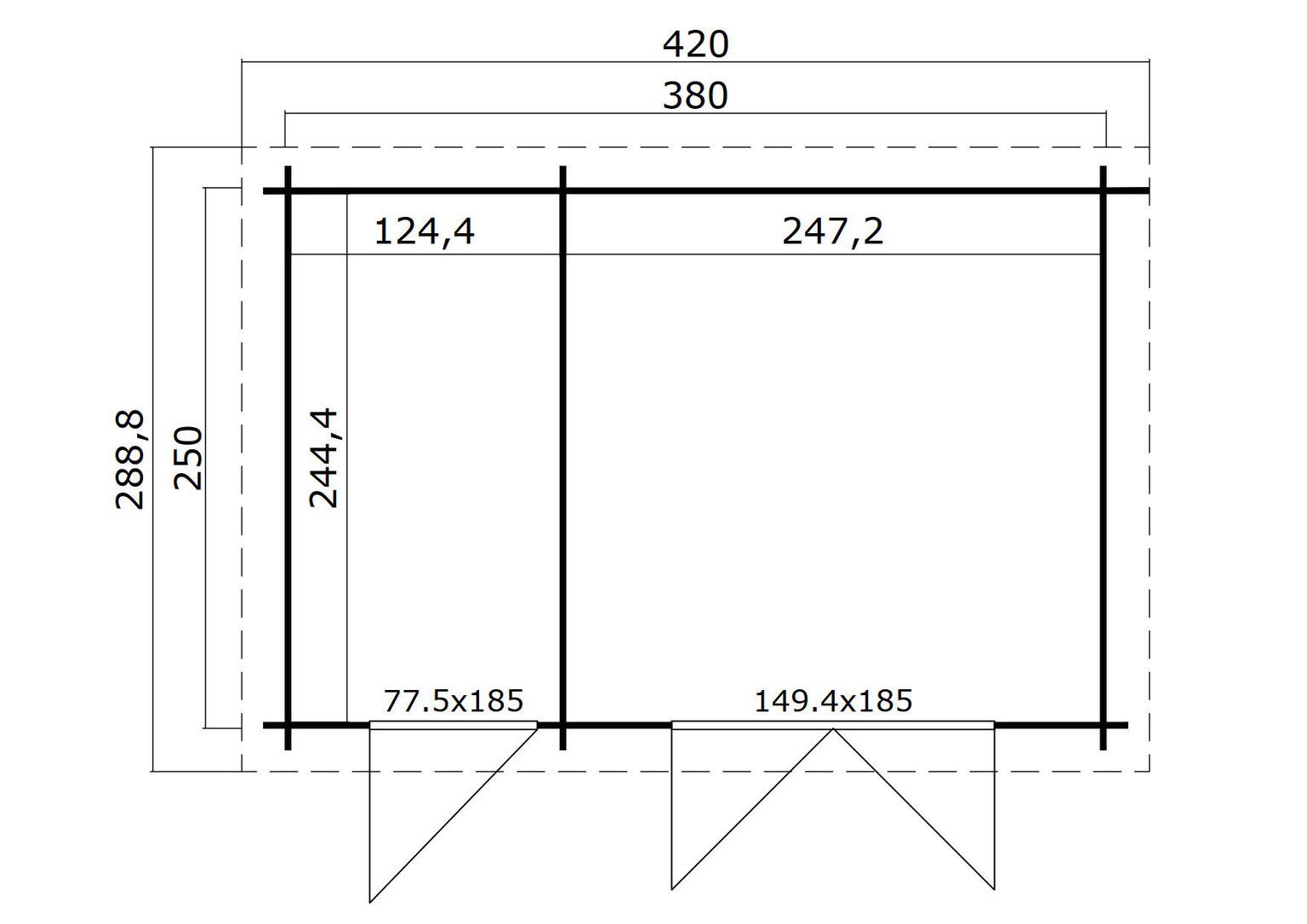 LASITA MAJA Gartenhaus Lasita Maja Gartenhaus Belmont, Modell 1 ohne Fußboden, 28 mm, 420 x 289 x 222 cm, Natur