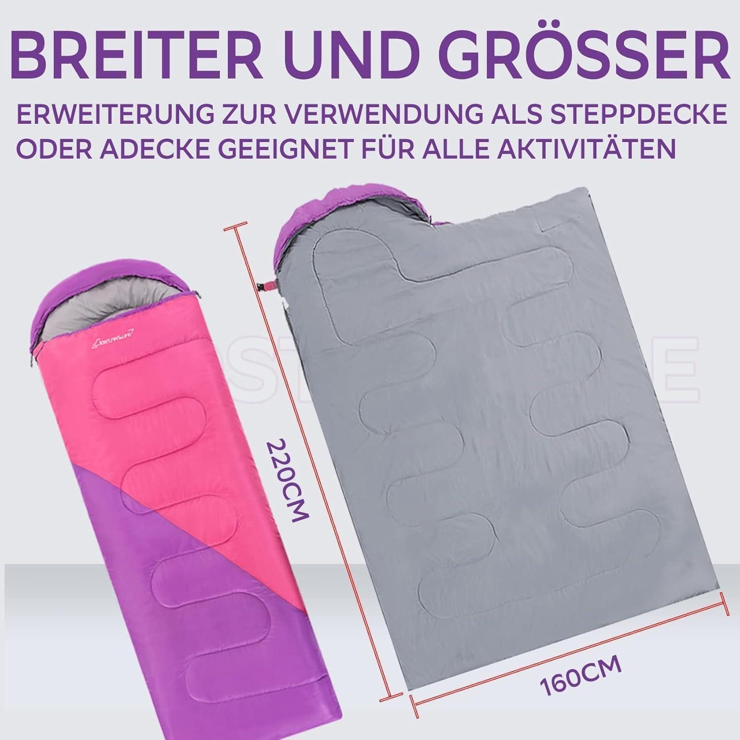 LuxusKollektion Biwakzelt Schlafsack Camping Outdoor Reißverschluss Packmaß Schwarz 1.3 KG