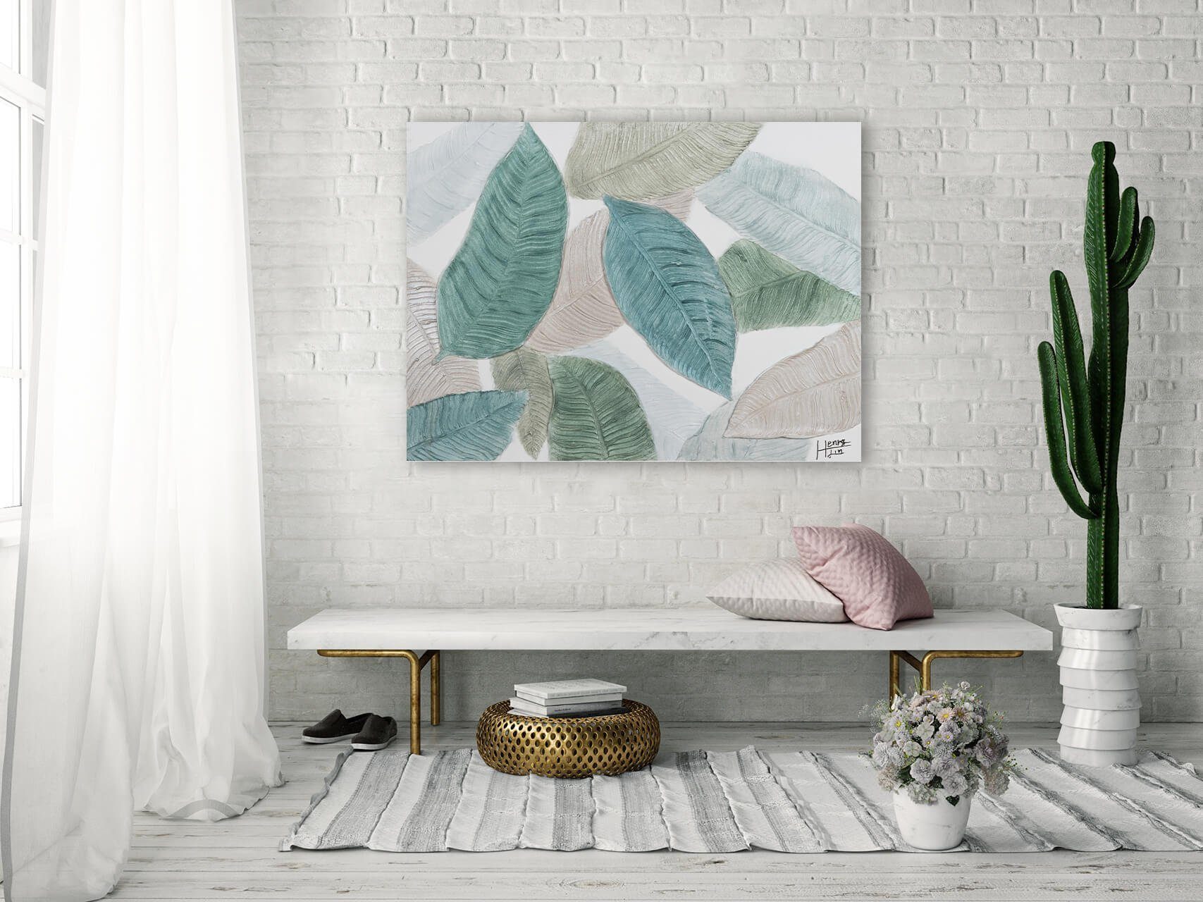 KUNSTLOFT Gemälde Natur Leinwandbild der 100x75 HANDGEMALT Wohnzimmer cm, 100% Farben Wandbild
