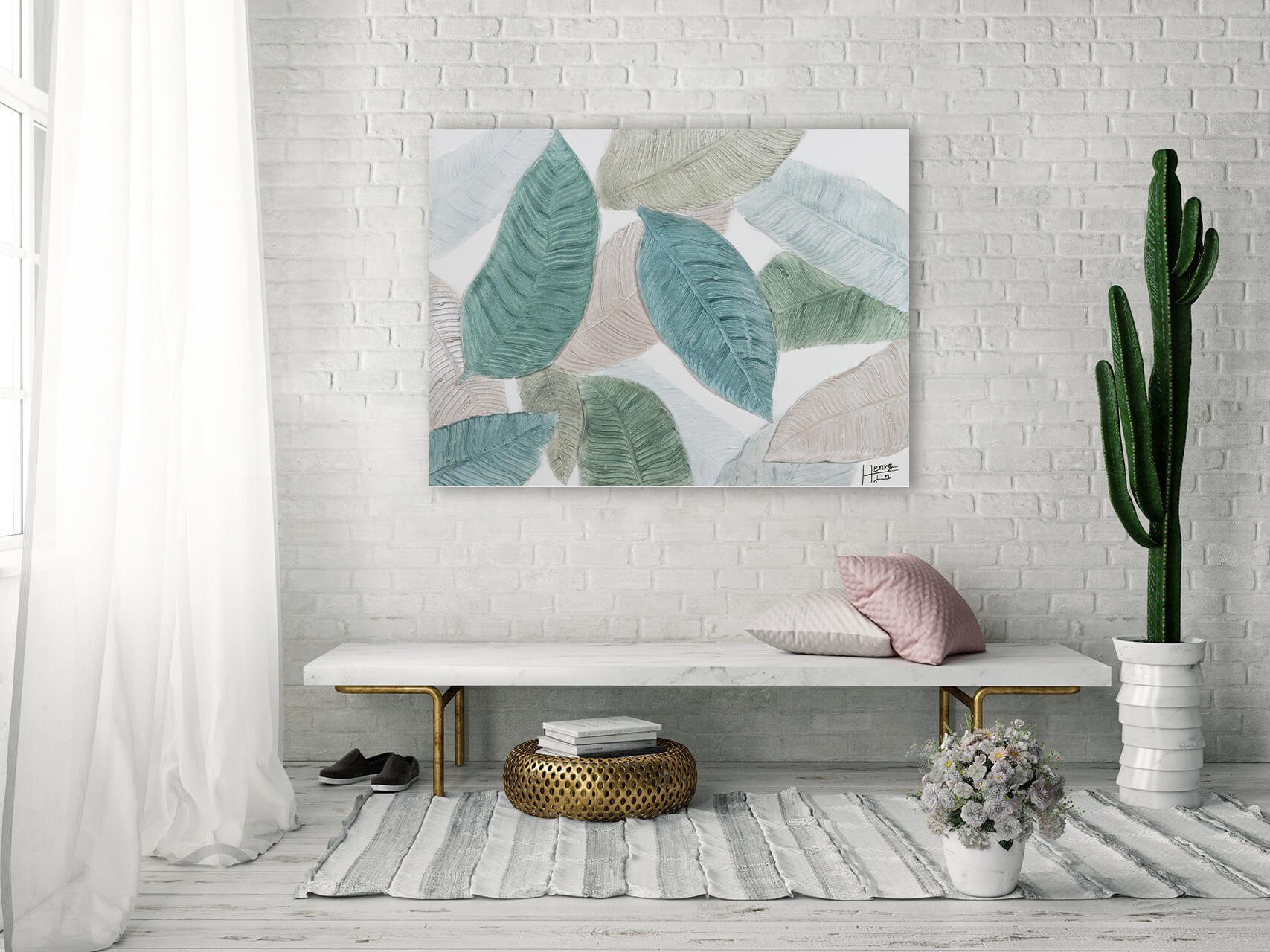 KUNSTLOFT Gemälde HANDGEMALT Wohnzimmer cm, Leinwandbild Natur Farben 100% 100x75 Wandbild der