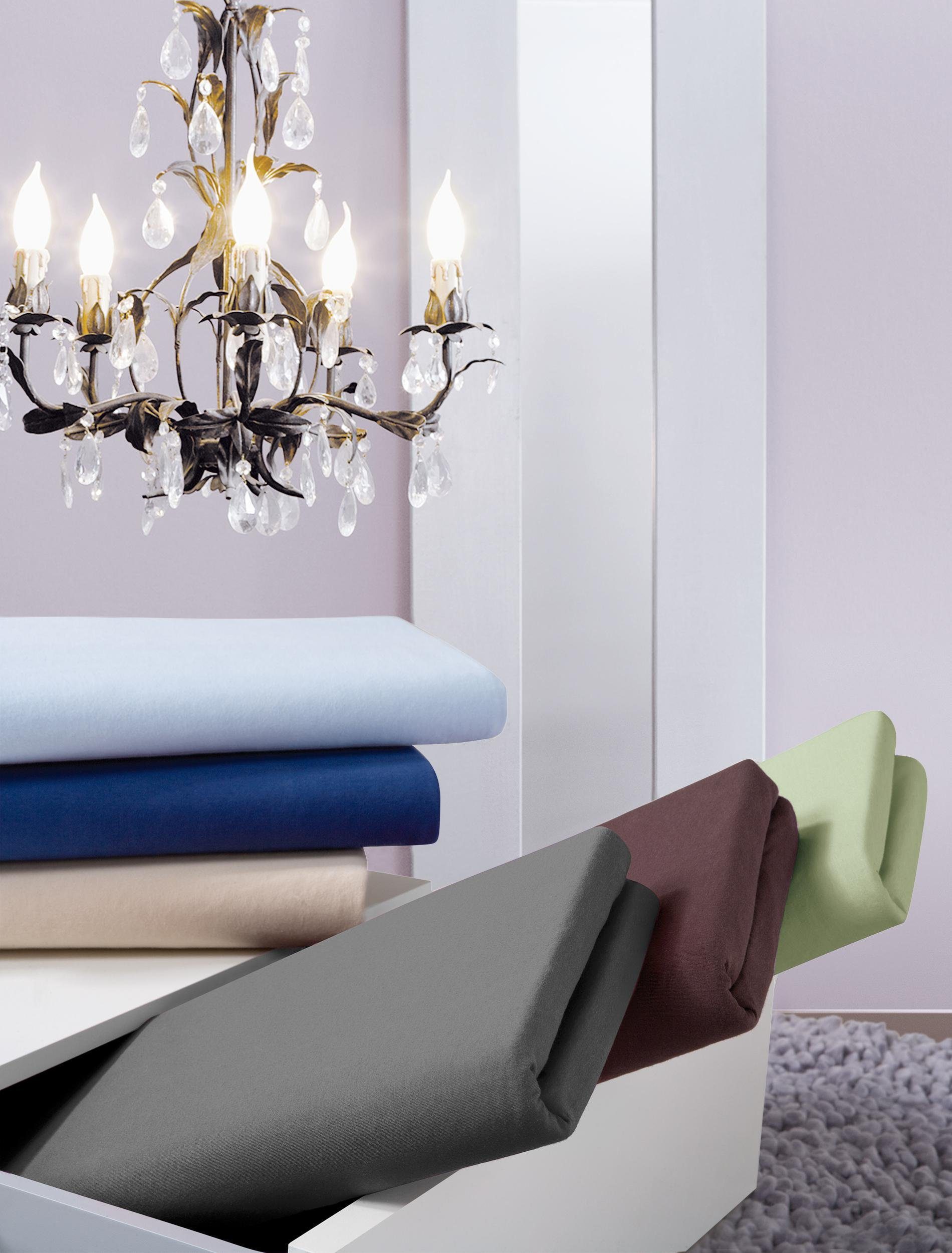 Irisette Spannbettlaken Premium Stretch Spannbetttuch Royal 0003 100 x 200 cm indigo, Baumwolle, Gummizug: Rundum, (1 Stück), Spannbettlaken Spannbettuch Bettlaken Spanner