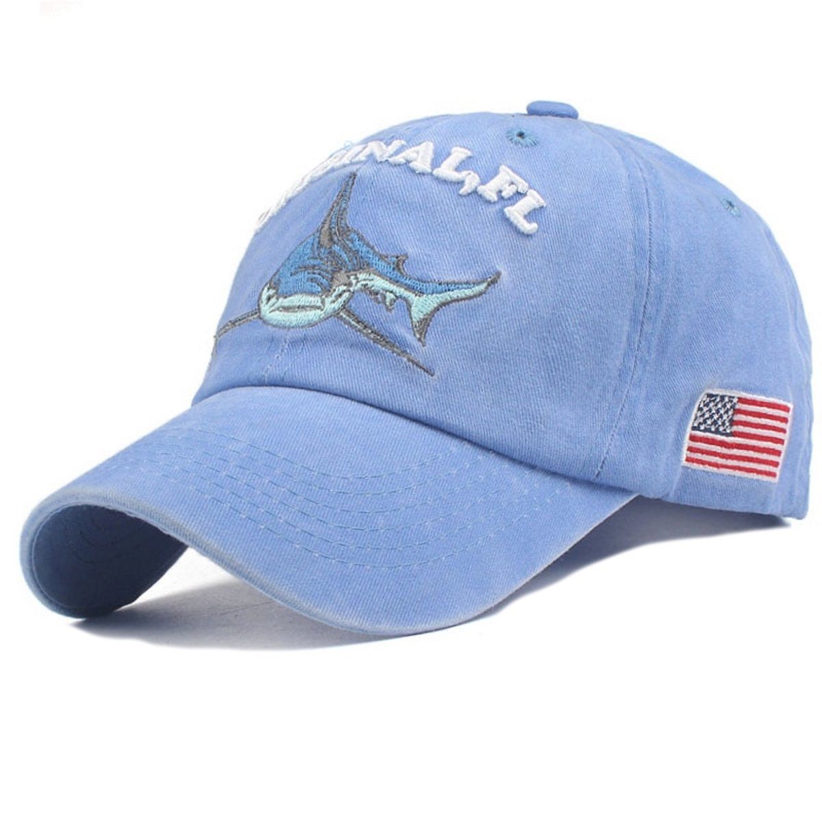 Sporty Baseball Anker Maritim Fischer FL Original Hai Cap Angler mit Cap hellblau Captain Anglerkappe Belüftungslöchern