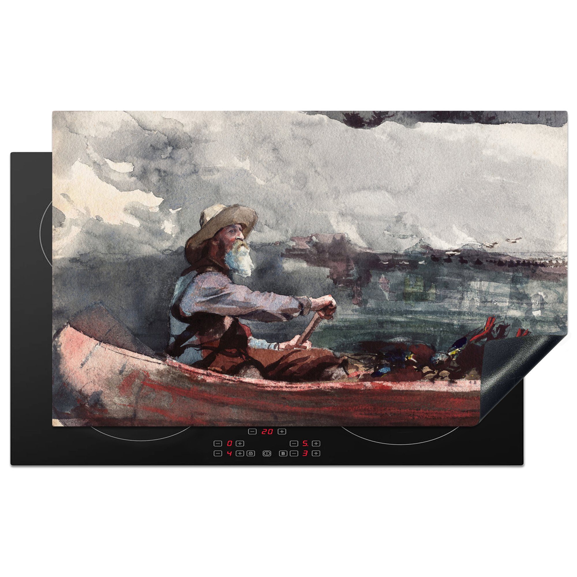 MuchoWow Herdblende-/Abdeckplatte Fährmann - Gemälde von Winslow Homer, Vinyl, (1 tlg), 83x51 cm, Ceranfeldabdeckung, Arbeitsplatte für küche