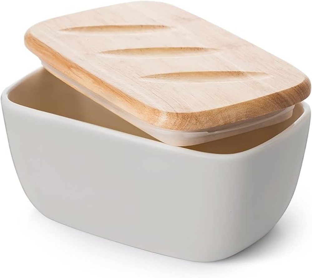 Dowan Butterdose DOWAN 16,5 CM Butterdose - Keramik-Butterdose mit Deckel, grau