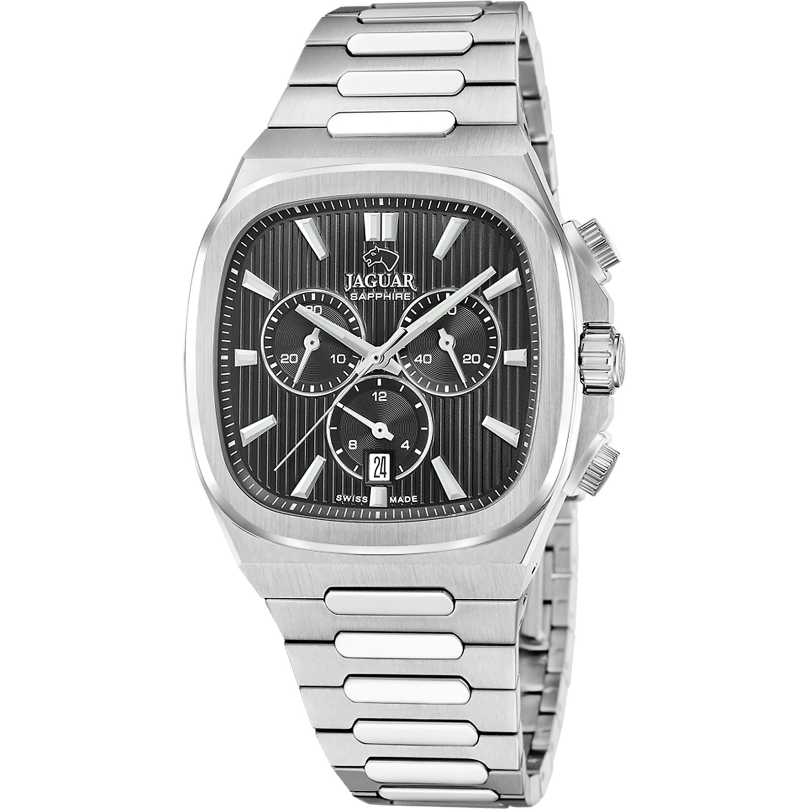 Jaguar Chronograph Rondcarre J1048/4, Quarzuhr, Armbanduhr, Herrenuhr, Swiss Made, Edelstahlarmband, analog