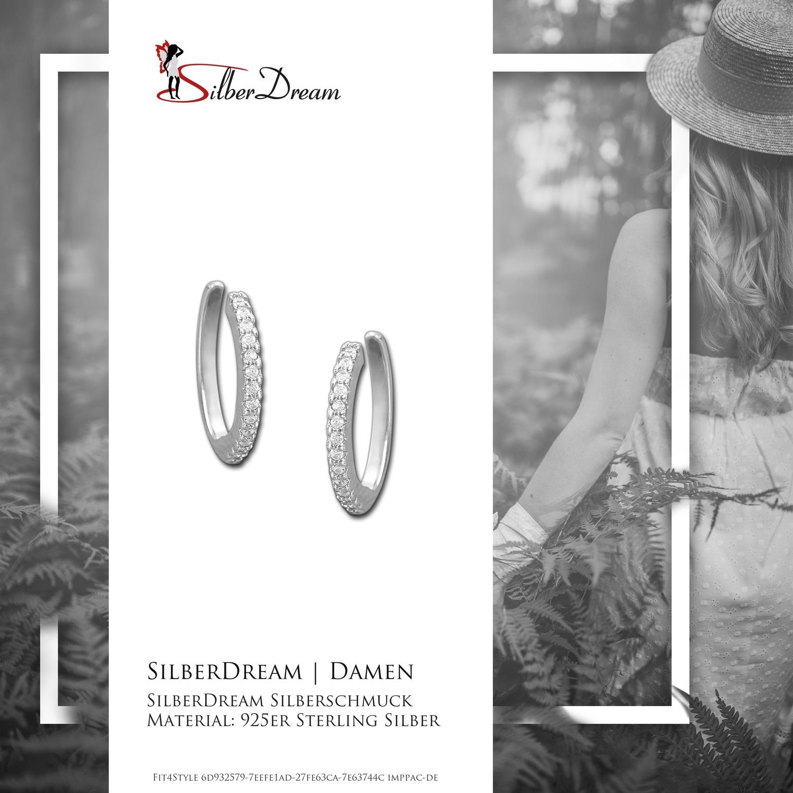 SilberDream Paar Ohrklemmen SilberDream weiß Ear Cuff Ohrringe (Ohrklemme), Damen Ohrklemme Ear Cuff 925 Sterling Silber, weiß