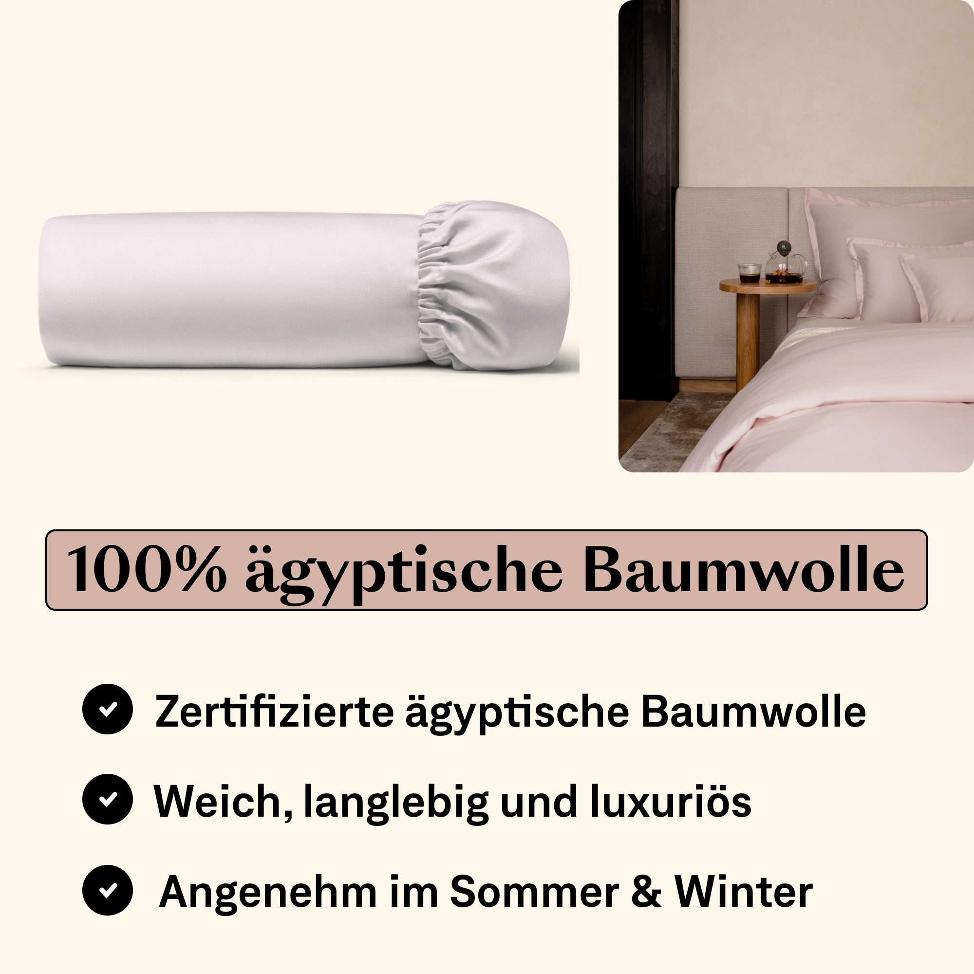 Amqua Spannbettlaken, Premium Mako Satin Spanntuch, günstig online kaufen