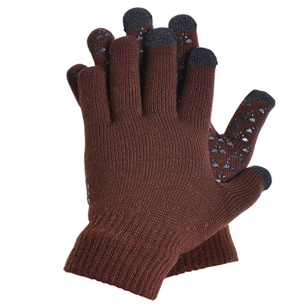 Blusmart Fahrradhandschuhe Winter Verdickte Touchscreen-Strickhandschuhe, Verschleißfeste cafe