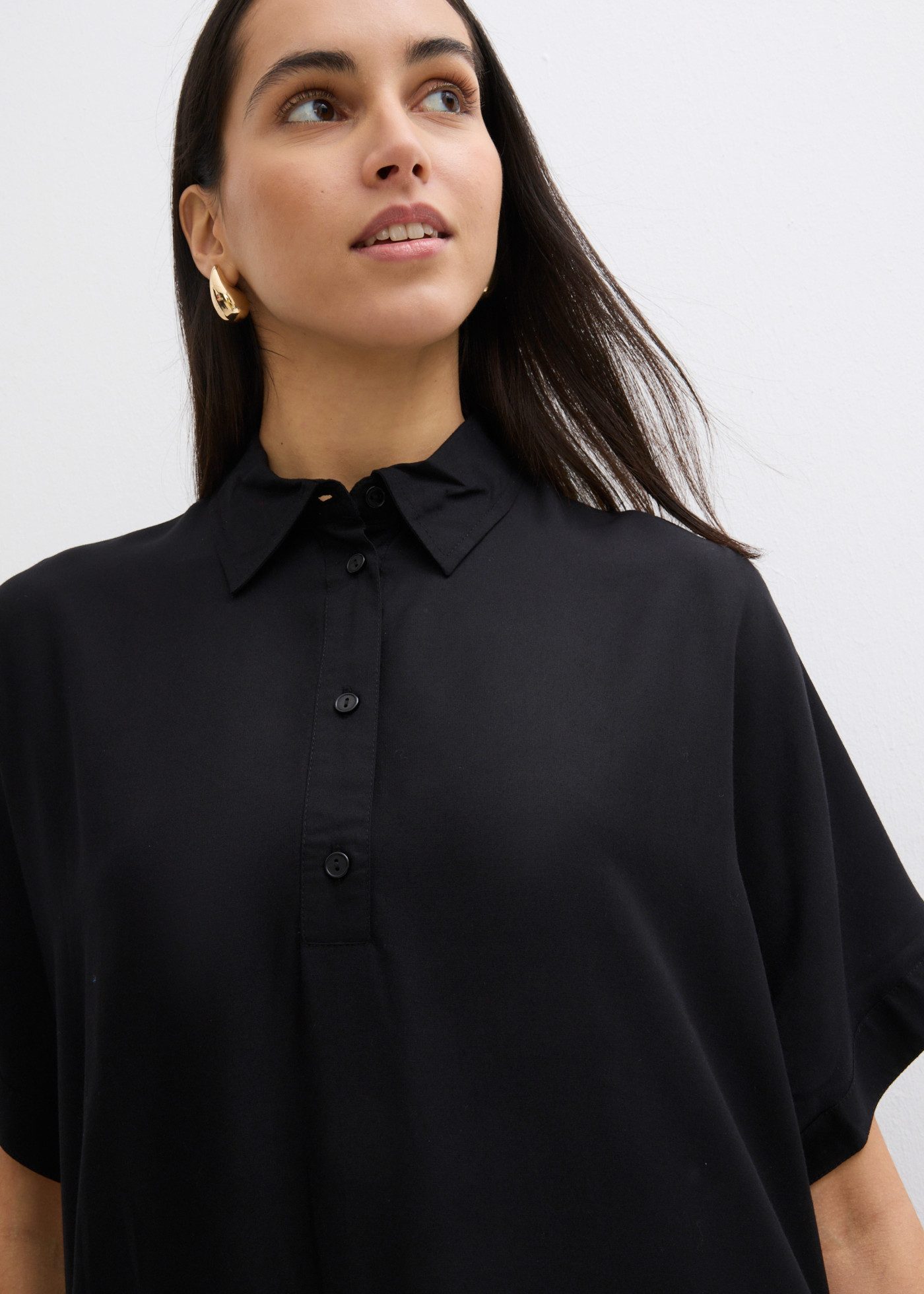 bonprix Blusenkleid Oversize-Passform, aus Viskose, mit Stehkragen
