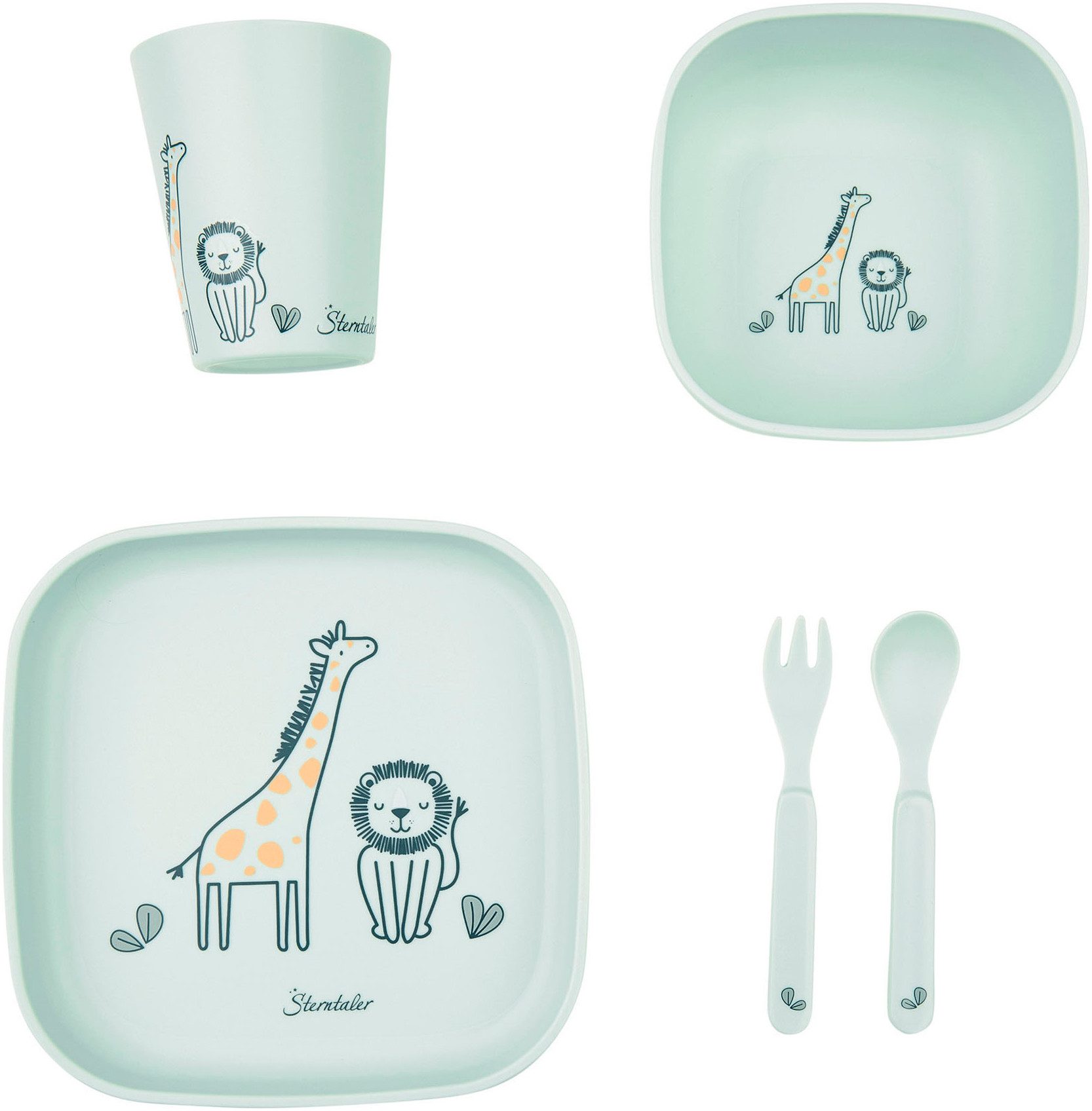 Sterntaler® Kindergeschirr-Set Safari, eckig (5-tlg), Polypropylen