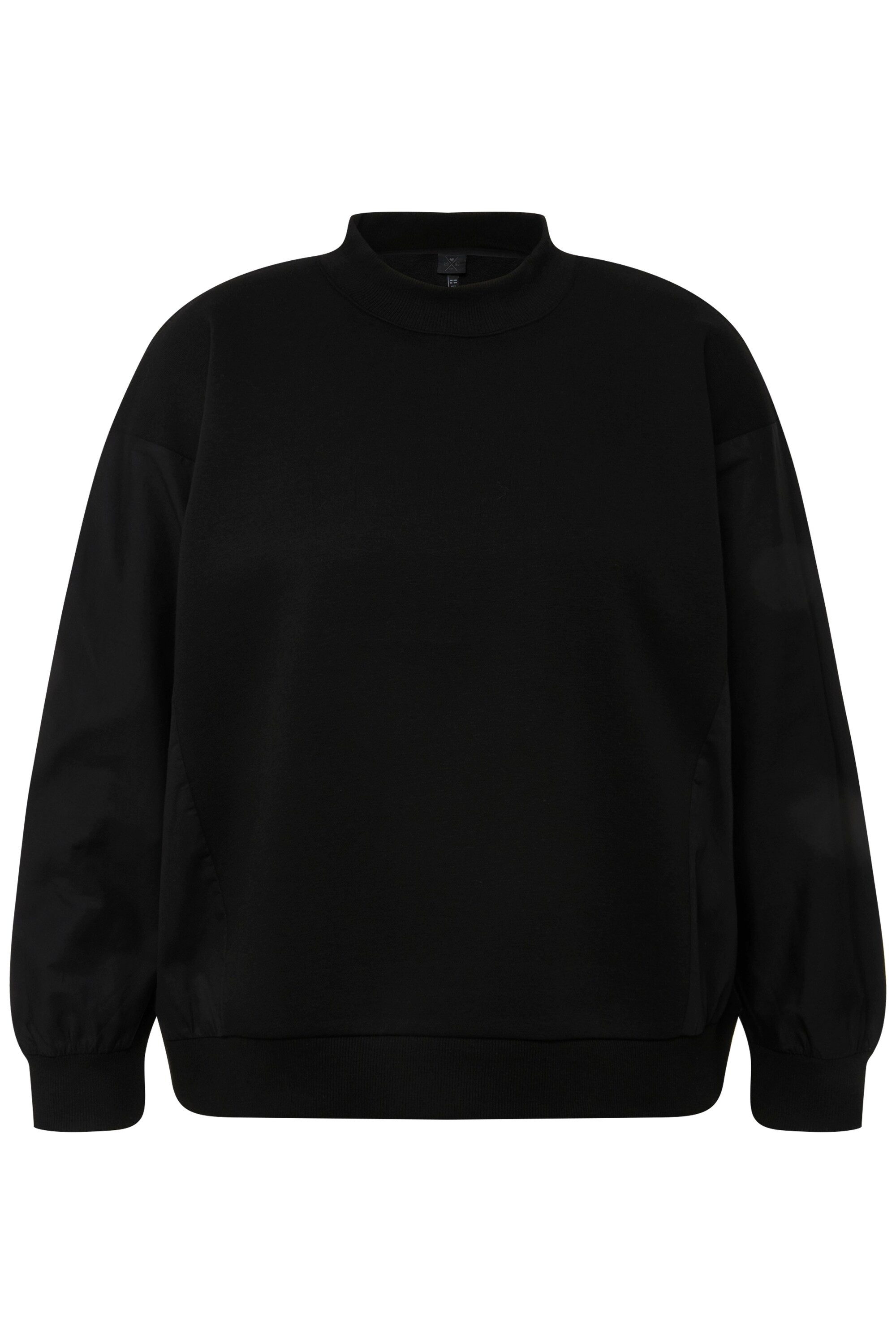Ulla Popken Sweatshirt Sweatshirt Popeline-Einsatz Rundhals günstig online kaufen