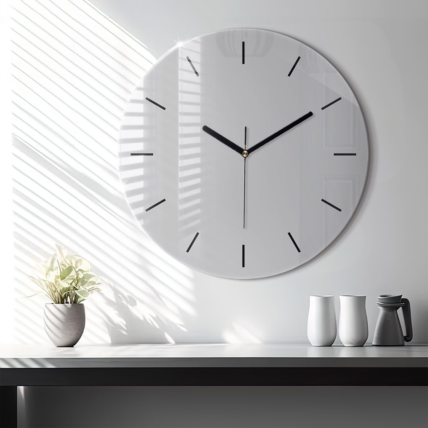 Tulup Wanduhr Wanduhr Glasrunde Uhr Moderne Glaswanduhr 60cm Uhr aus Gehärtetem Glas