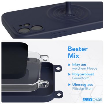 EAZY CASE Handykette Karabiner Breitband für Apple iPhone 12 Mini 5,4 Zoll, Handykette zum Umhängen Slim Phone Chain Festivalbag Smartphone Blau