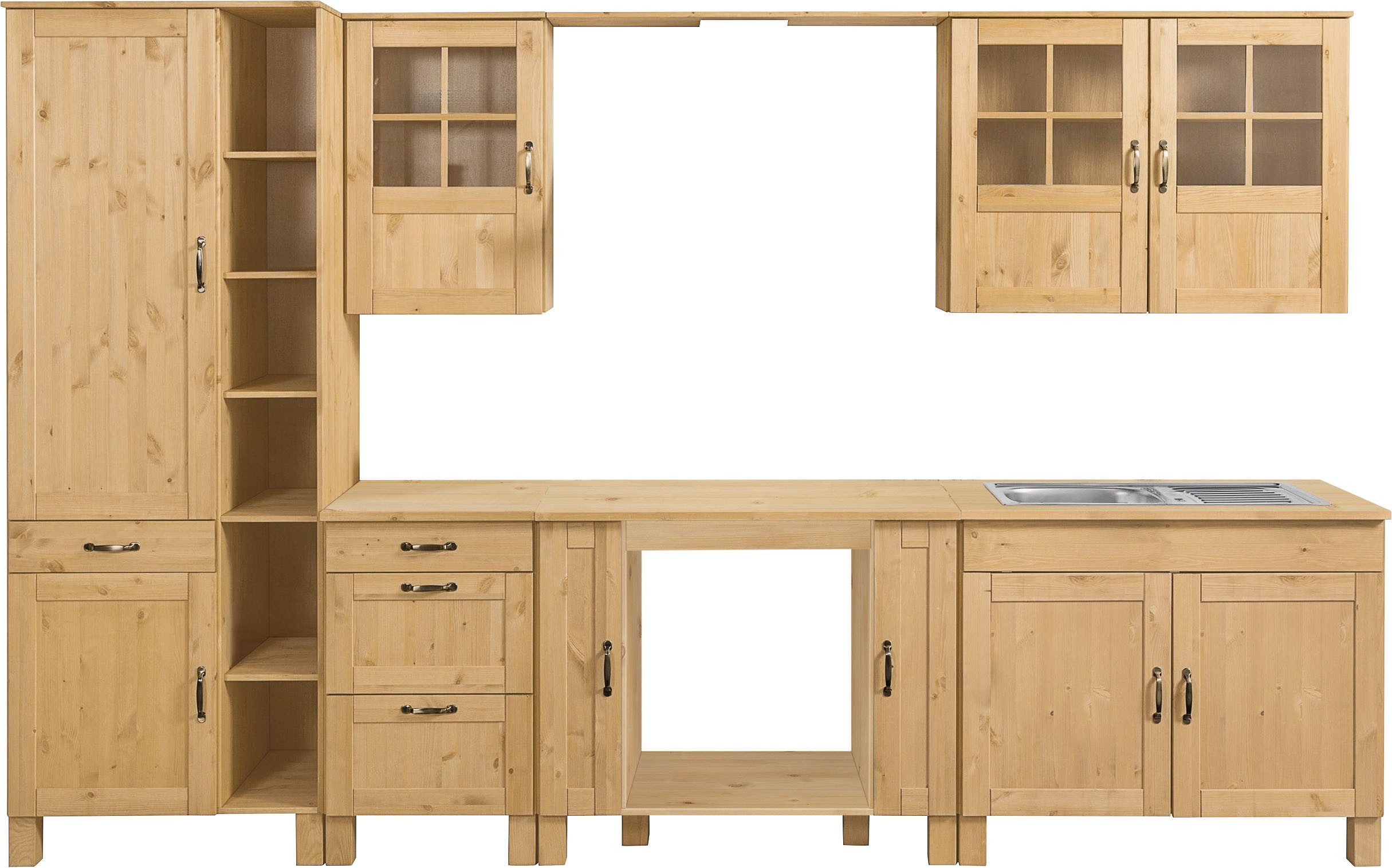 Home affaire Küchenzeile Alby, Breite 325 cm, aus Kiefer massiv, ohne E-Geräte