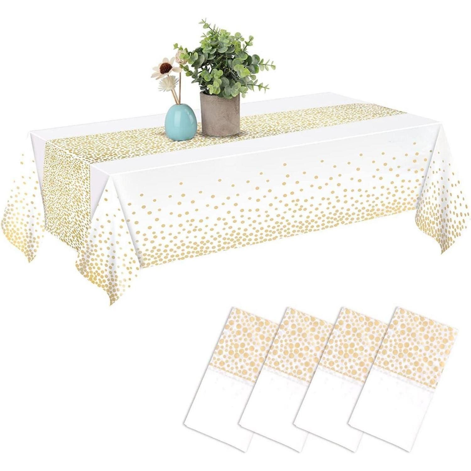 LuxusKollektion Tischdecke Einweg Tischdecke 4er-Set Wasserdicht Party Geburtstag Hochzeit
