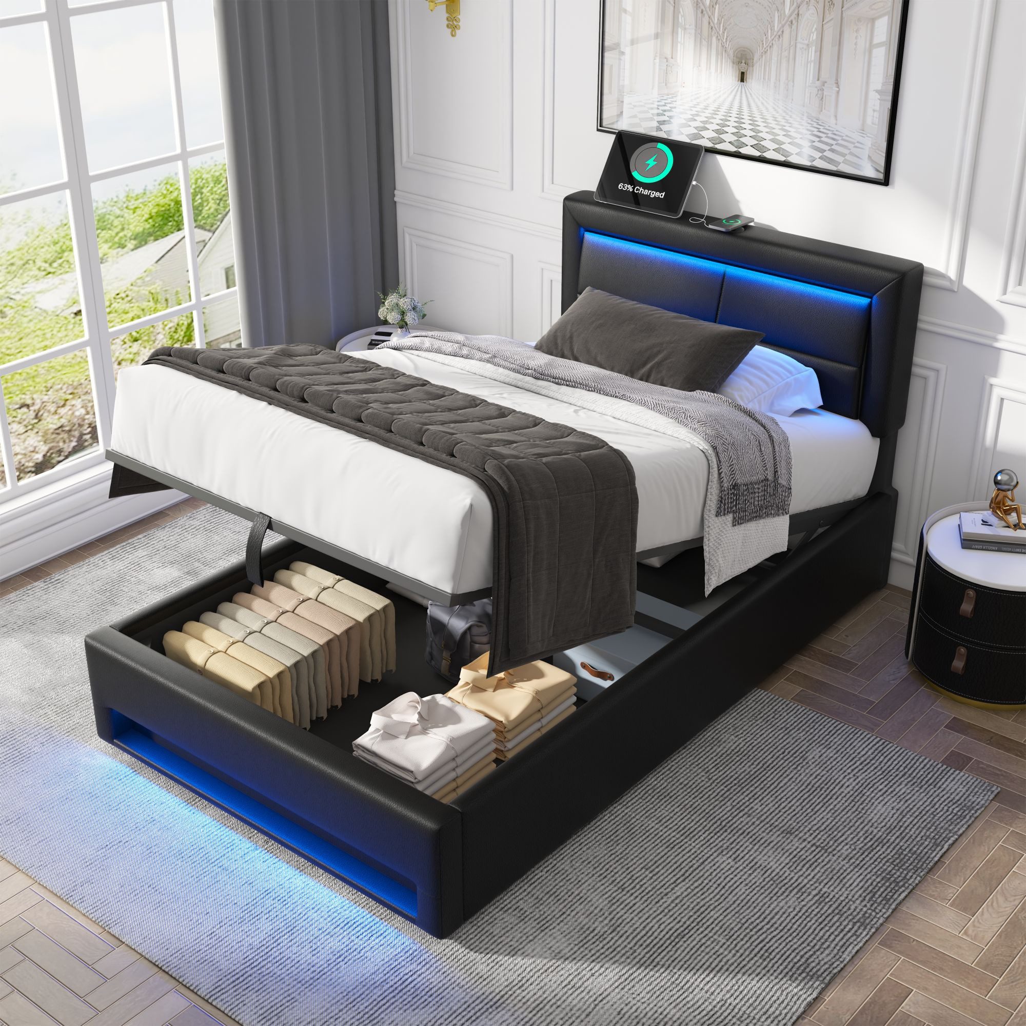 Flieks Polsterbett, LED Einzelbett 90x200cm mit günstig online kaufen