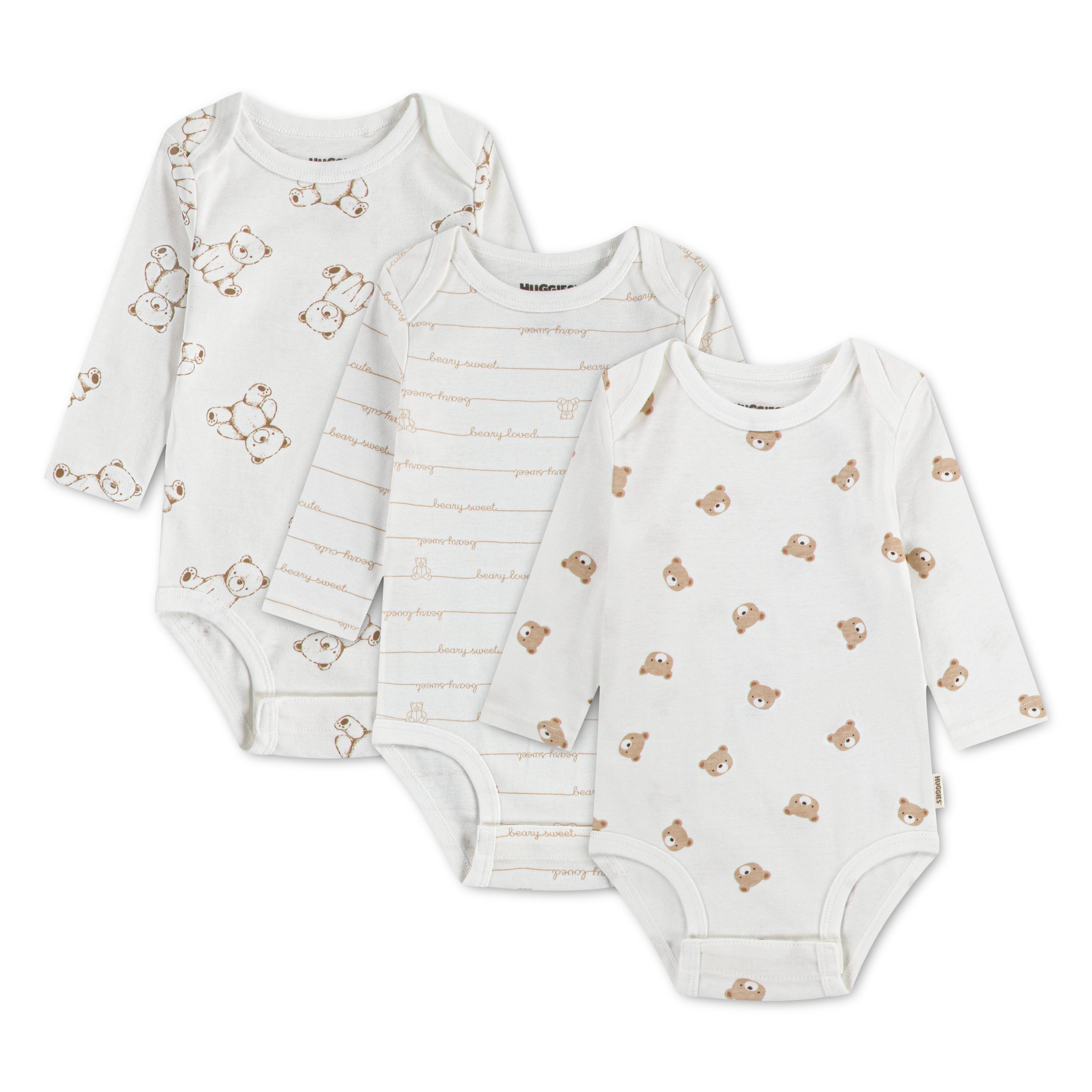 HUGGIES babywear Langarmbody HUGN 3 PK BODYSUIT (Packung, 3-tlg) aus Baumwolle, Bärchendessins