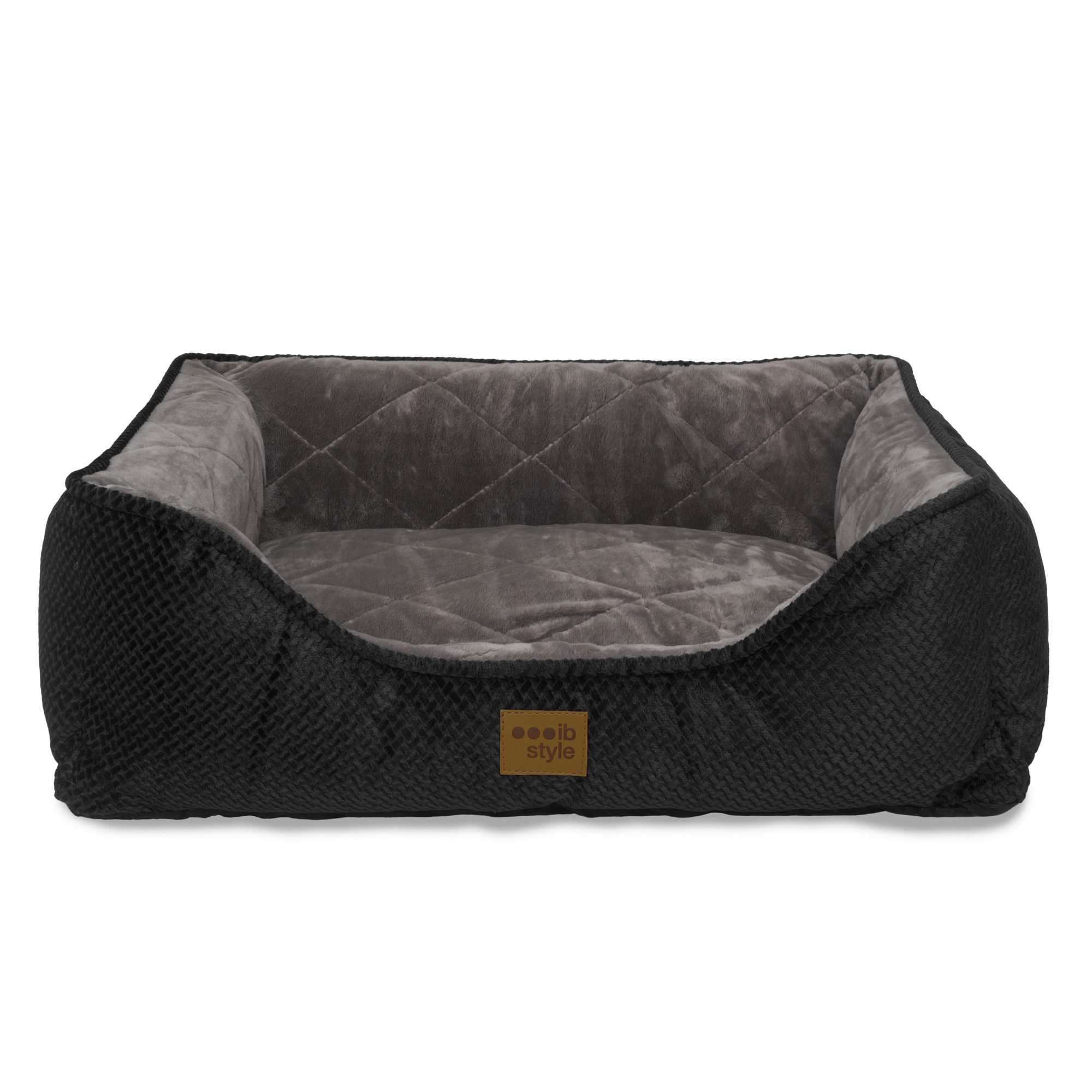 ib style Tierkissen Happy Milo M 85x70cm Schwarz, Körbchen - mit Reißverschluss - Anti-Rutsch Unterseite