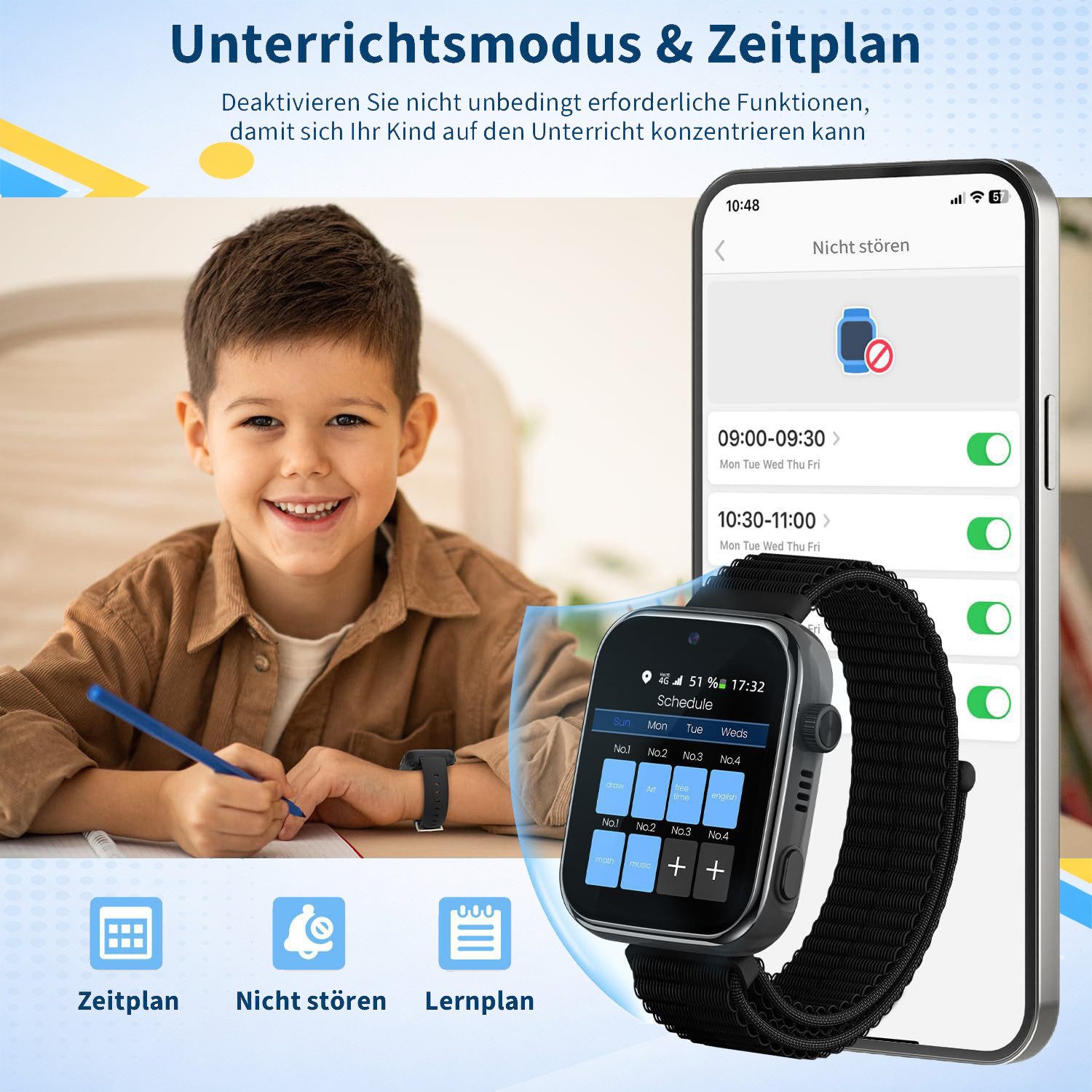 SWGOTA 4G Kinder Smartwatch mit Telefonfunktion und GPS, SOS,Zwei-Wege-Anrufe Smartwatch, Kindersmartwatch mit WLAN, Bildkompetenz für 4–12 Jungen und Mädchen – Bild 5 von 5