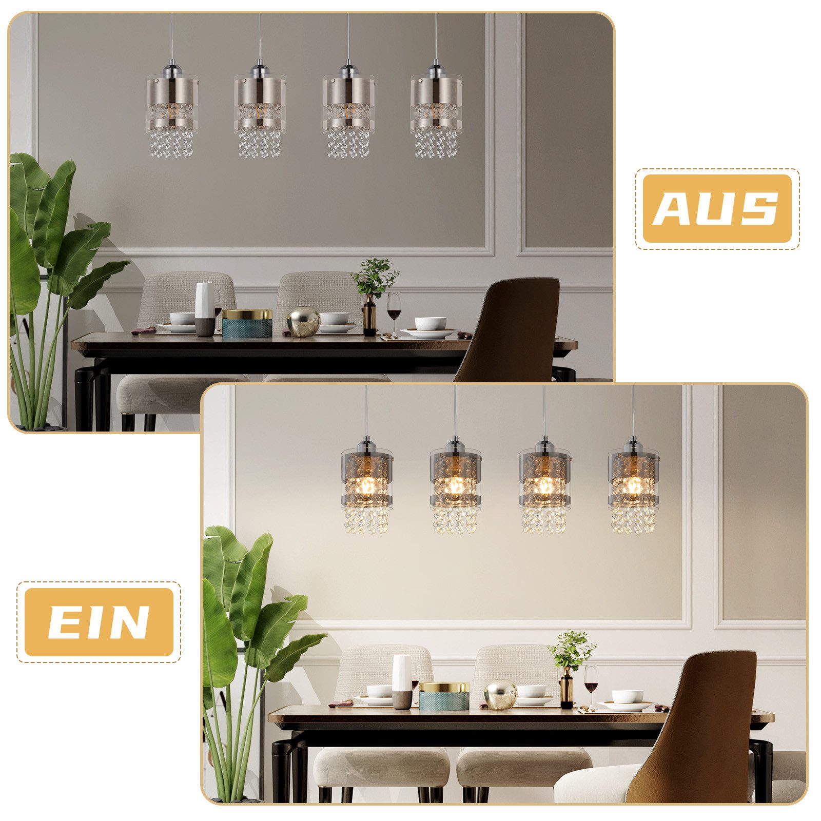 ZMH Pendelleuchte Wohzimmer Modern 150CM Esstisch Hängelampe Kristall Pende günstig online kaufen