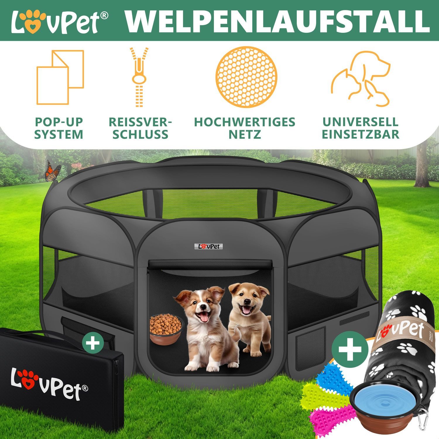 Lovpet Laufstall, Welpenlaufstall Tierlaufstall Faltbar für günstig online kaufen