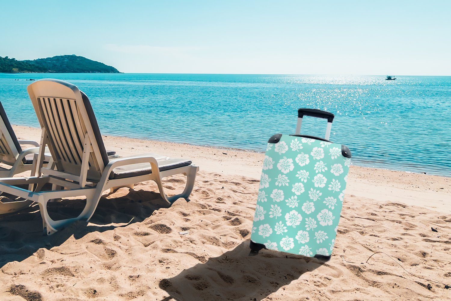 MuchoWow Handgepäckkoffer Hawaii - Hibiskus mit 4 Reisekoffer Reisetasche Ferien, für Trolley, rollen, Blume Handgepäck - Rollen, - Muster