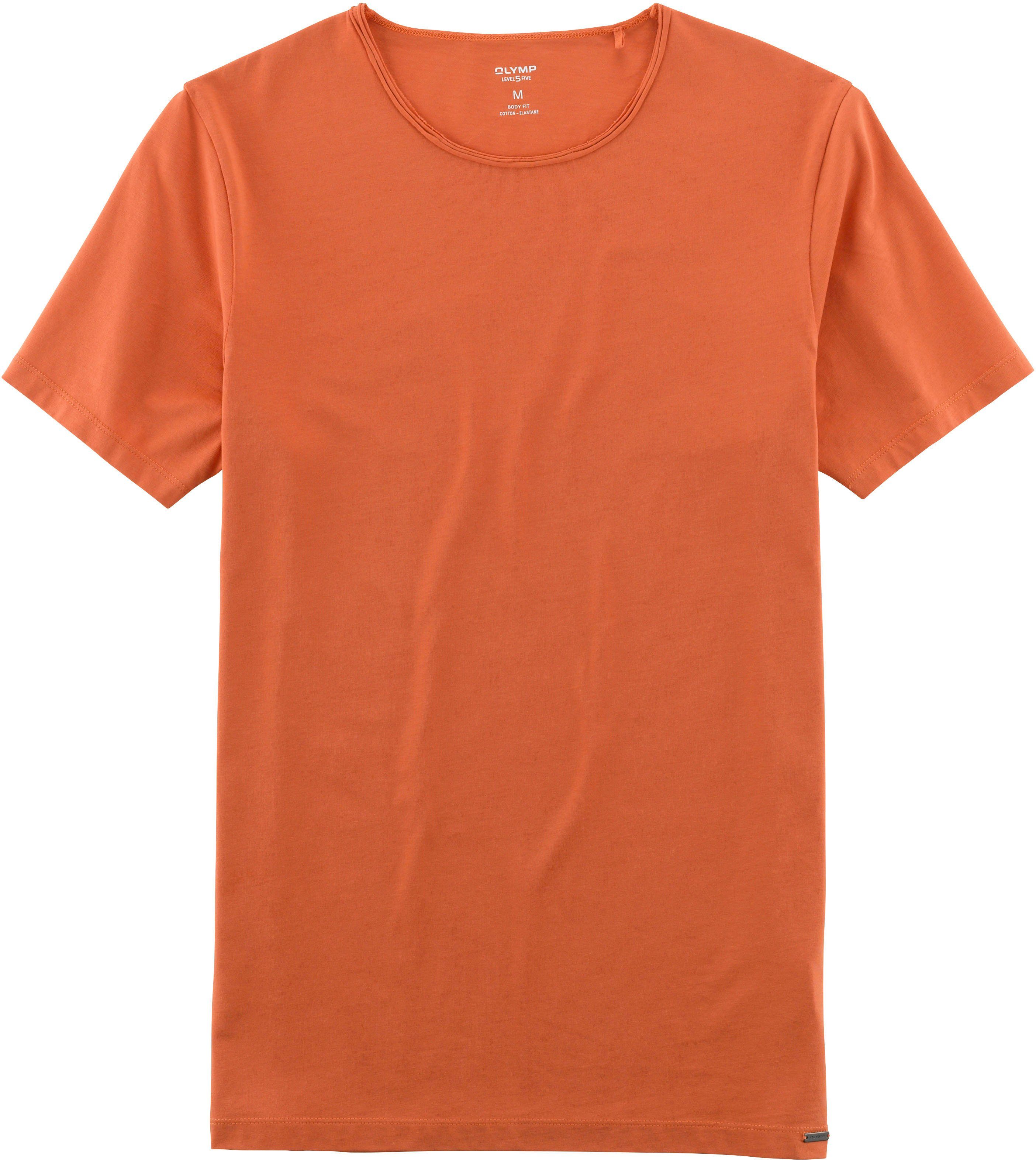 OLYMP T-Shirt Level fit Jersey Five sienna aus body feinem