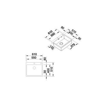 Blanco Edelstahlspüle BLANCO Einbauspüle CLARON 550-IF Edelstahl, InFino Ablauf, 61/51 cm