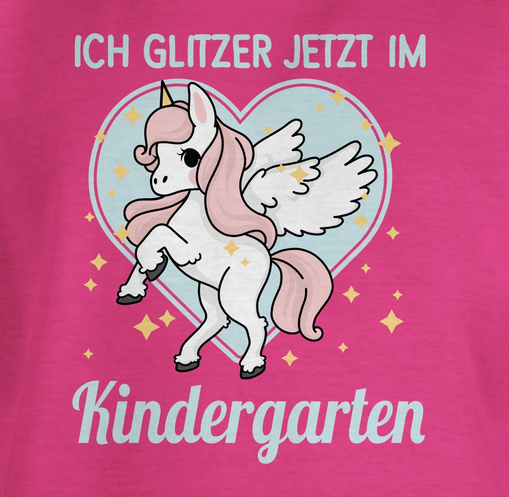 - Glitzer im T-Shirt Shirtracer 1 Einhorn Kindergarten Kindergarten Fuchsia jetzt Hallo
